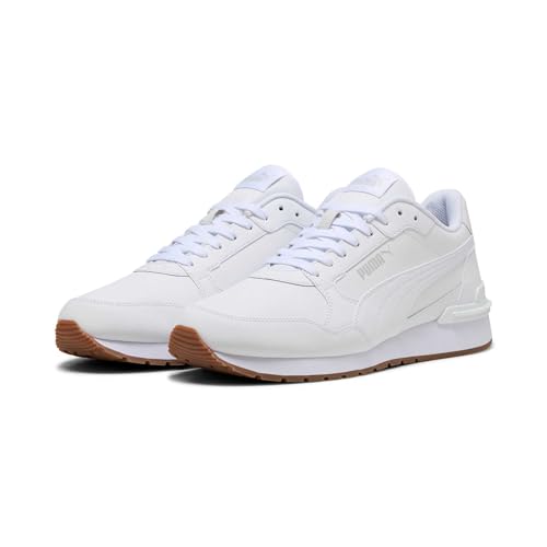 Detalle 2 de PUMA ST Runner Leather V4 Sneaker unisex – Weiß Glacialgrau Kaugummi, Größe 44.5 EU