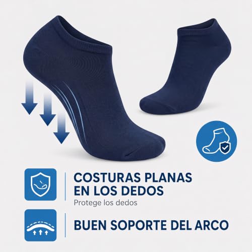Thumbnail 1 de PS PROUTHS – Calcetines tobilleros transpirables (AZUL MARINO), 12 pares, tallas 35-40 y 40-46
