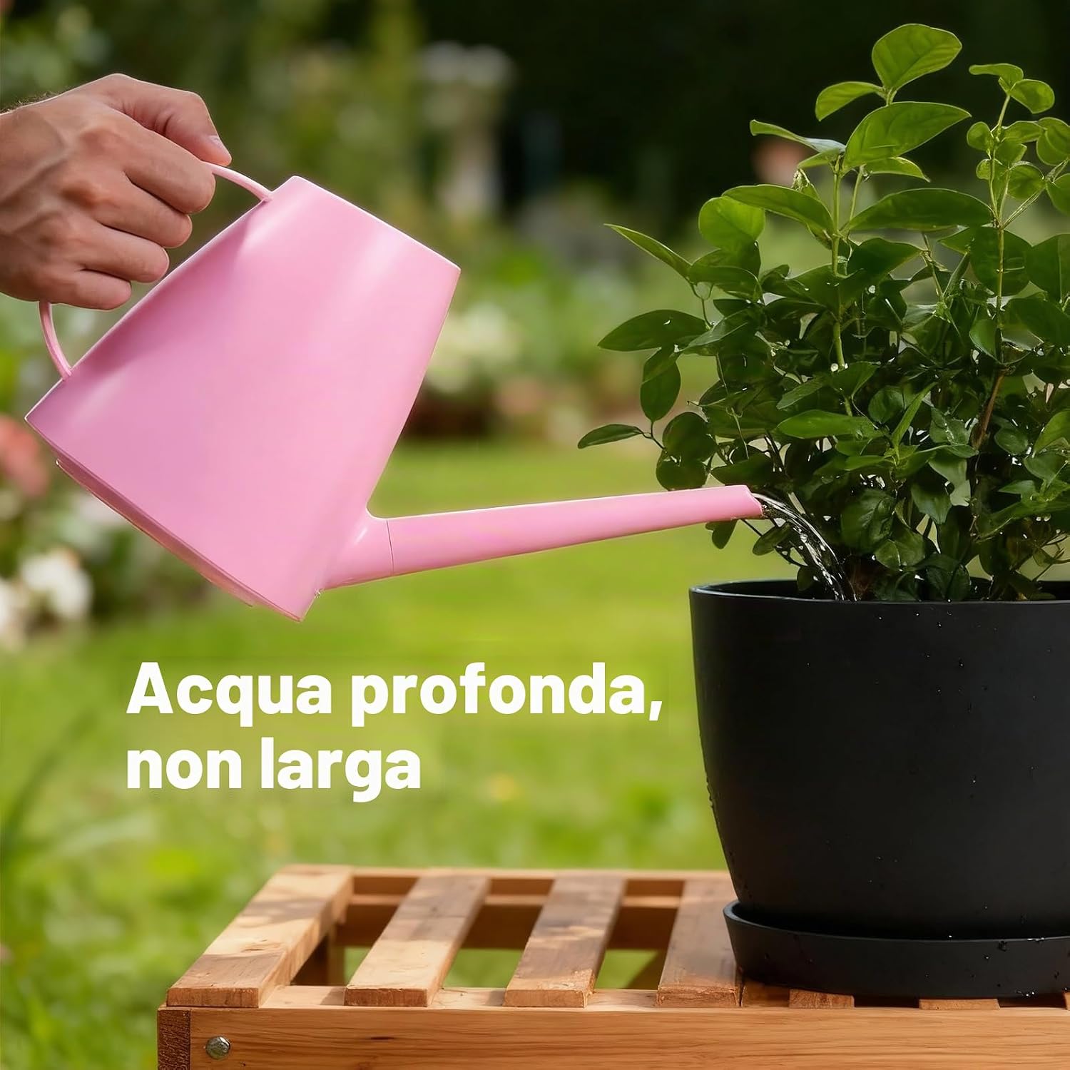 Detalle de Bamworld Annaffiatoio per Piante da Interno con Beccuccio Lungo 1,8L – Rosa Cipria