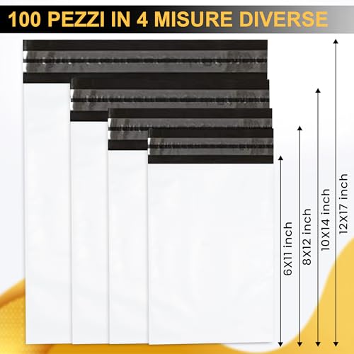Detalle de UGIX Buste per Spedizioni Vinted, 100Pcs - 4 Misure, Autoadesive e Impermeabili 60 micron