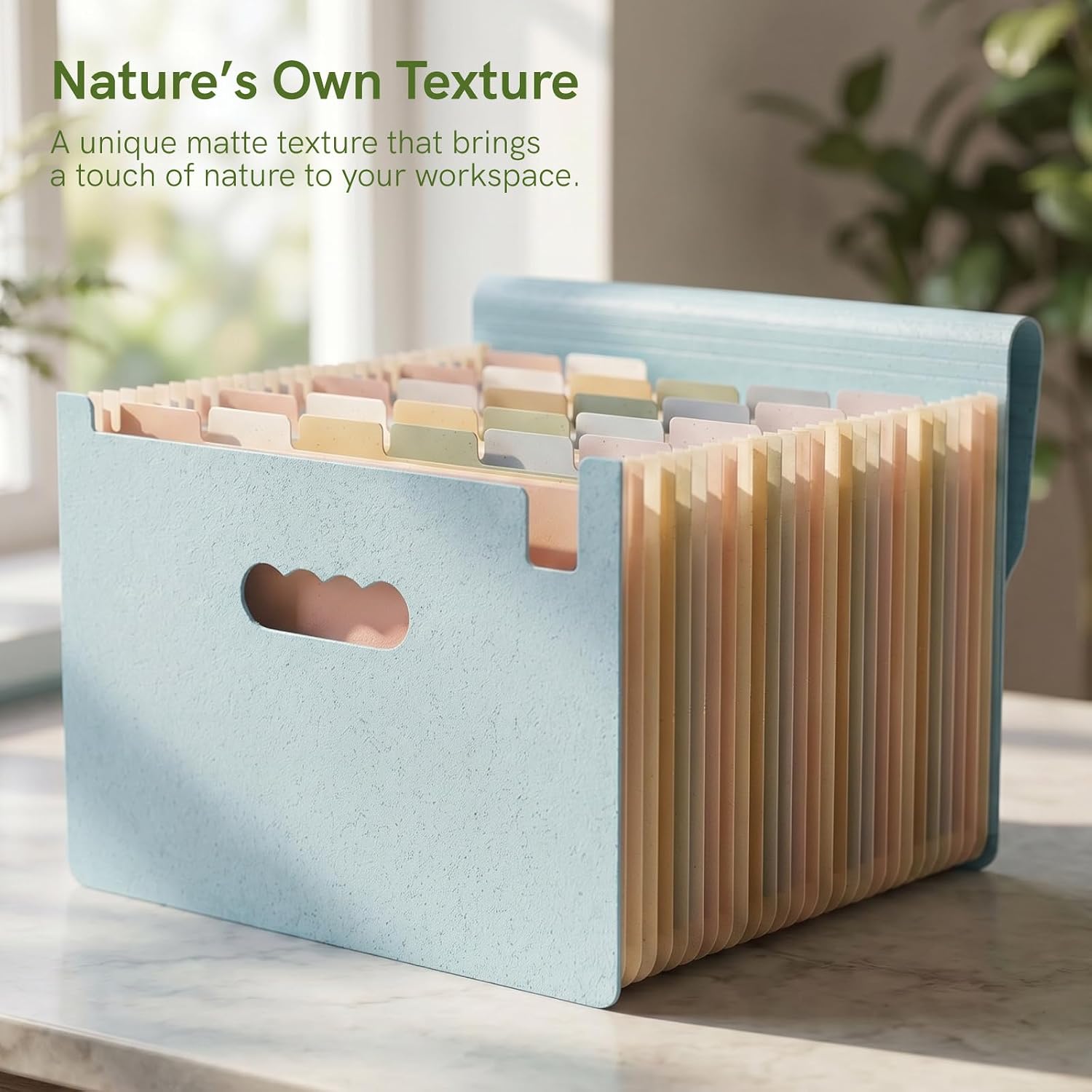 Detalle de ABC life 26-Pocket Accordion File Organizer, Dusty Blue, A4/Letter