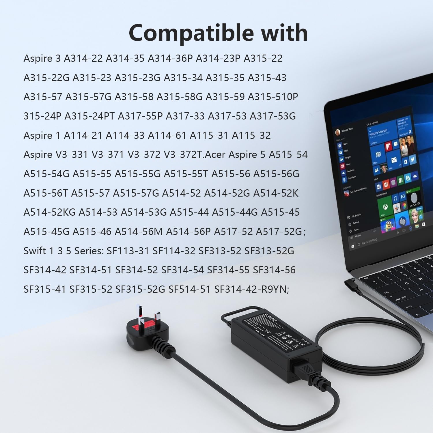Thumbnail 3 de 65W Laptop Charger 19V 3.42A for Acer Aspire