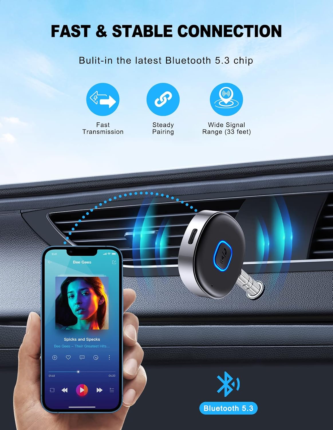 Thumbnail 5 de Mohard Car Bluetooth AUX Adapter: Mini 5.3 Receiver for Hassle-Free Wireless Audio