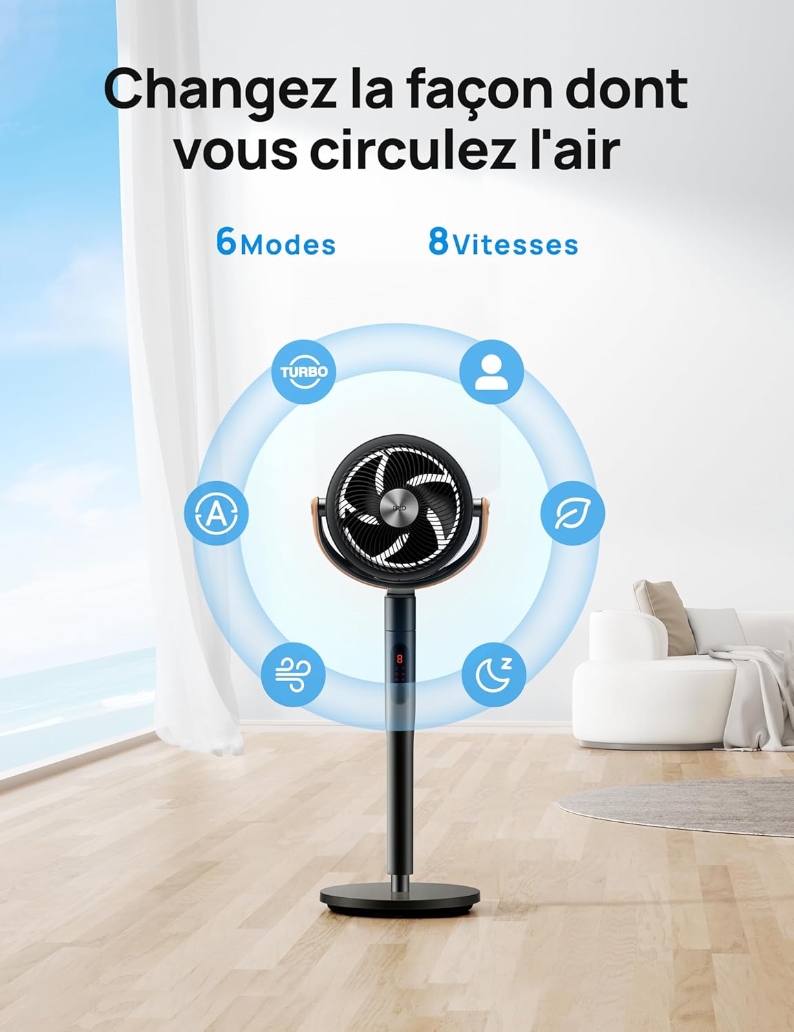 Thumbnail 2 de Dreo Smart Ventilateur sur Pied silencieux, télécommande etAlexa – Noir