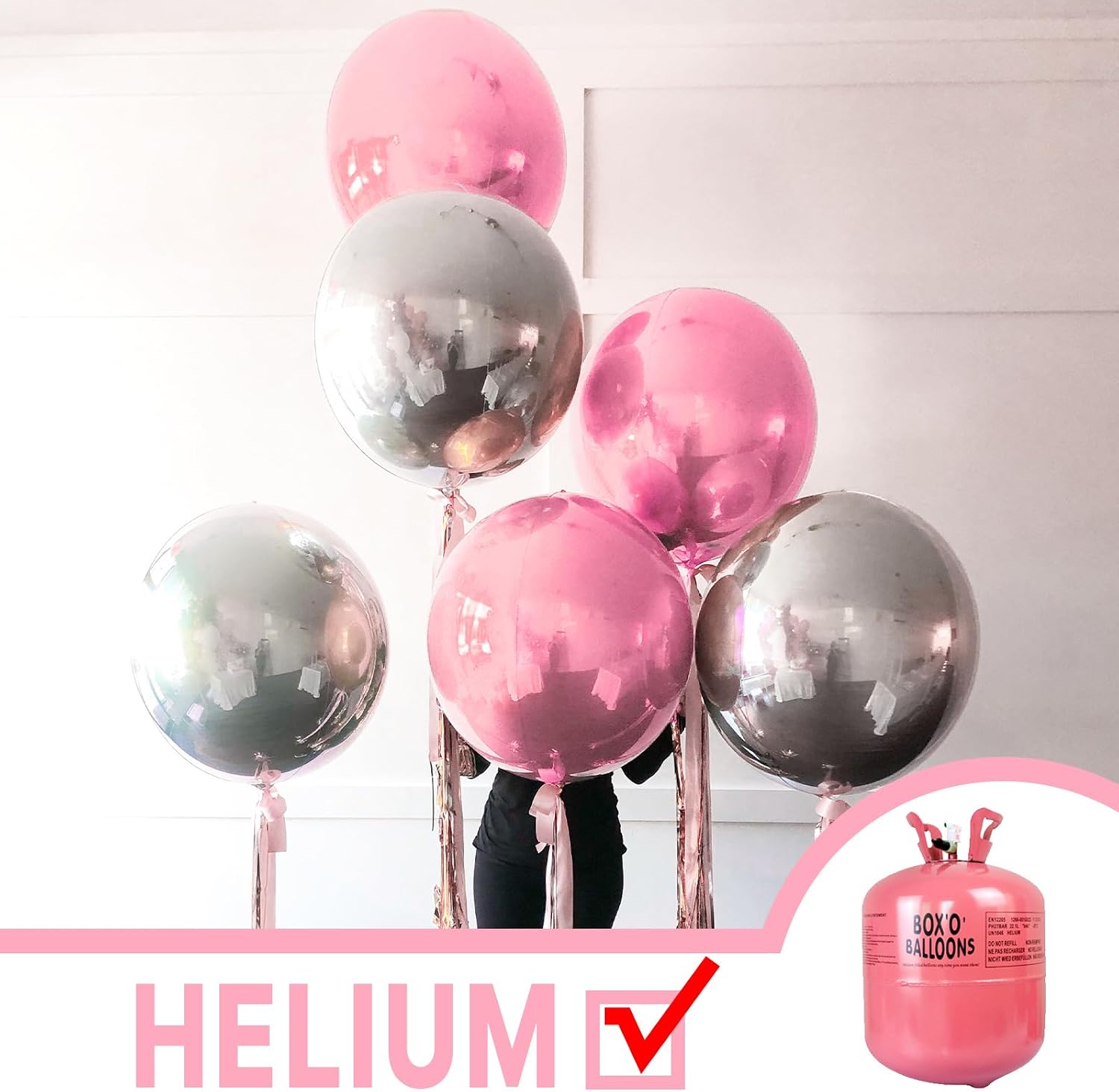 Detalle de PartyWoo Pearl Pink Foil Balloons 20 pcs ๐