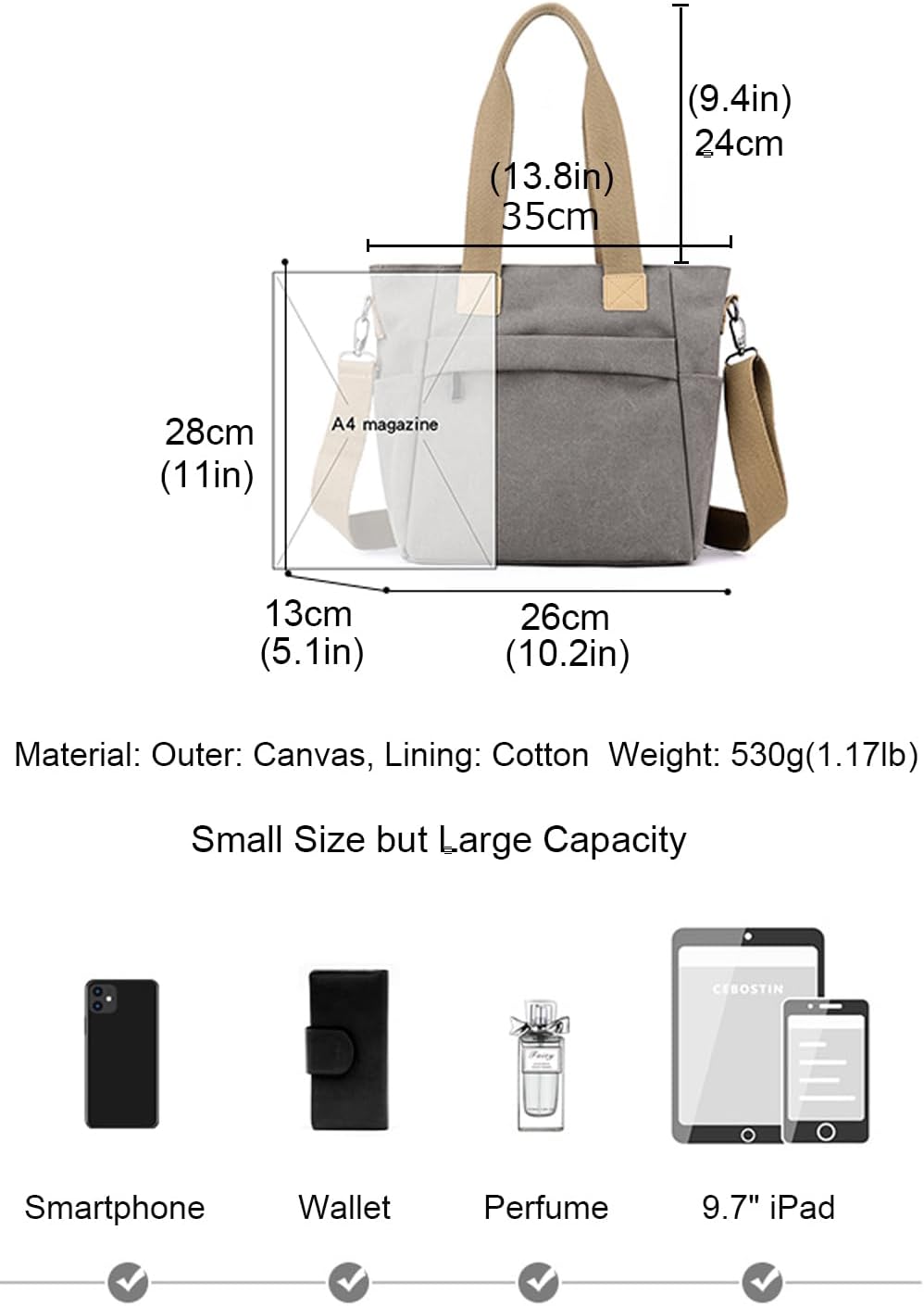 Detalle de zhongningyifeng Canvas Tote Bag for Women: A Practical Small Handbag for Everyday Use