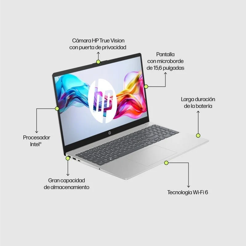 Detalle de HP 15-fd0011ns con Intel Core i7-1355U, 16 GB y 1 TB SSD: equilibrio entre rendimiento y movilidad