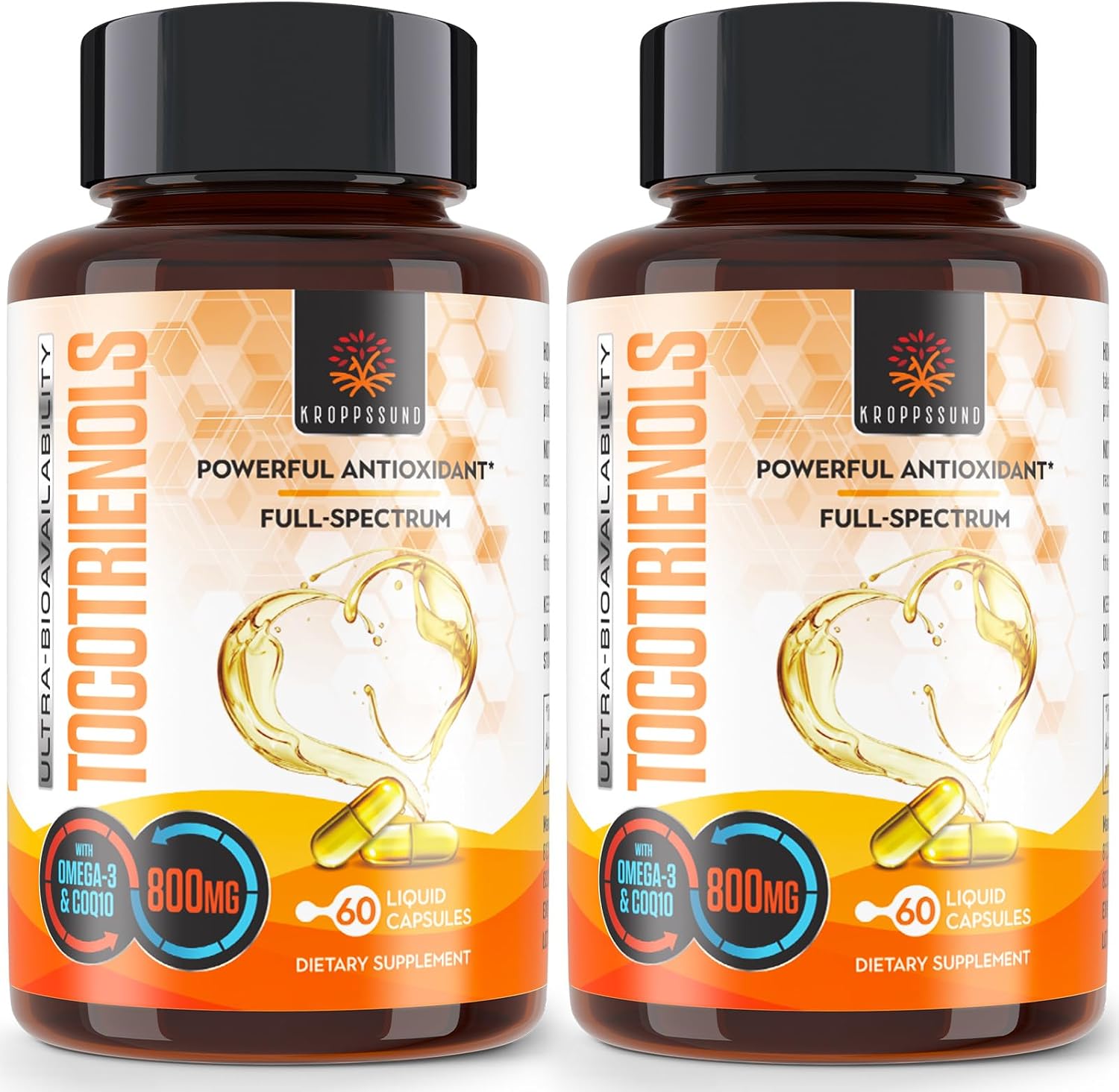 Detalle de Kroppssund Tocotrienols 800 mg Supplement with CoQ10, 120 Liquid Capsules