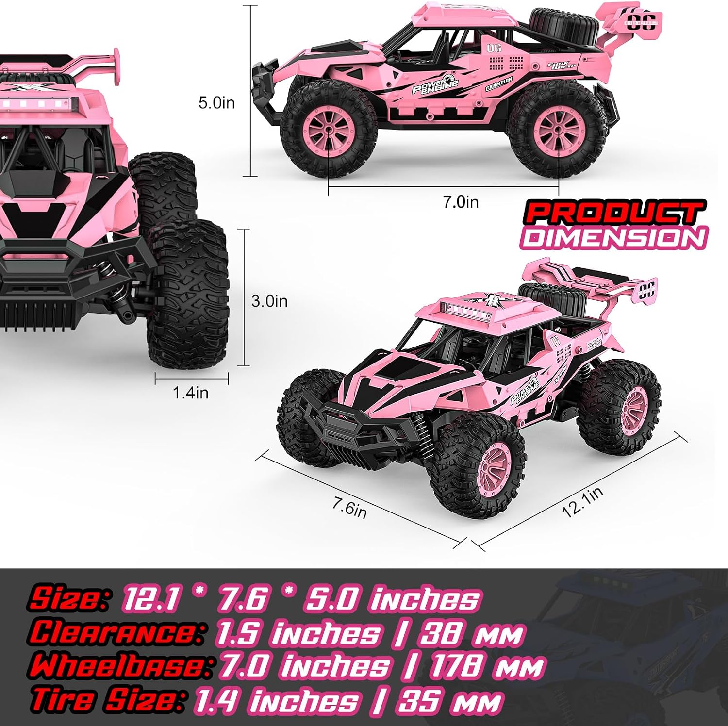 Thumbnail 4 de BLUEJAY 1809 1:12 RC Monster Truck, 33 km/h, 2.4GHz, LED Lights