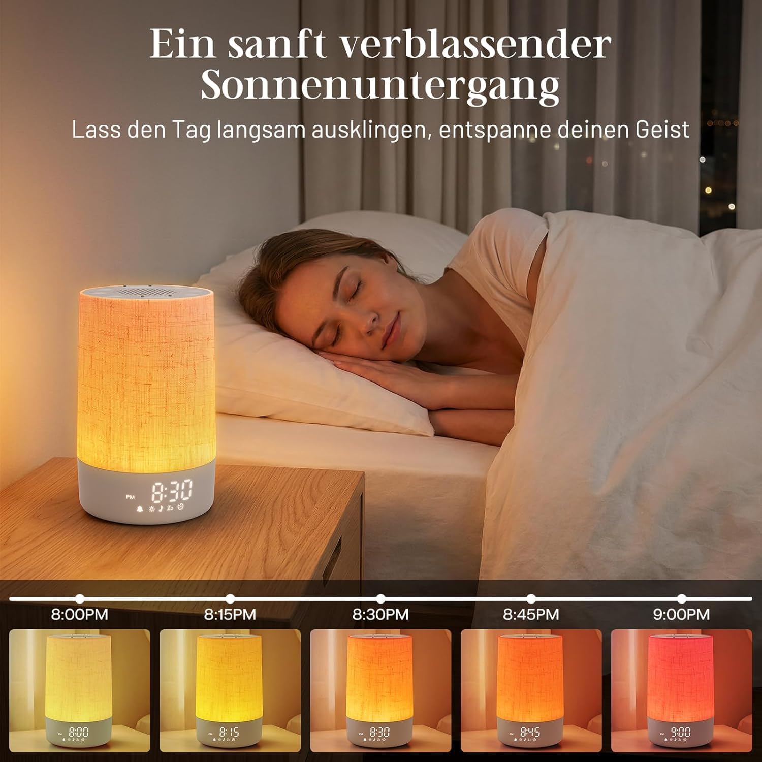 Thumbnail 3 de Foryond Tageslichtwecker mit 30 Naturgeräuschen – Sunrise-Wecker, Dimmbare Nachtlampe und Einschlafhilfe