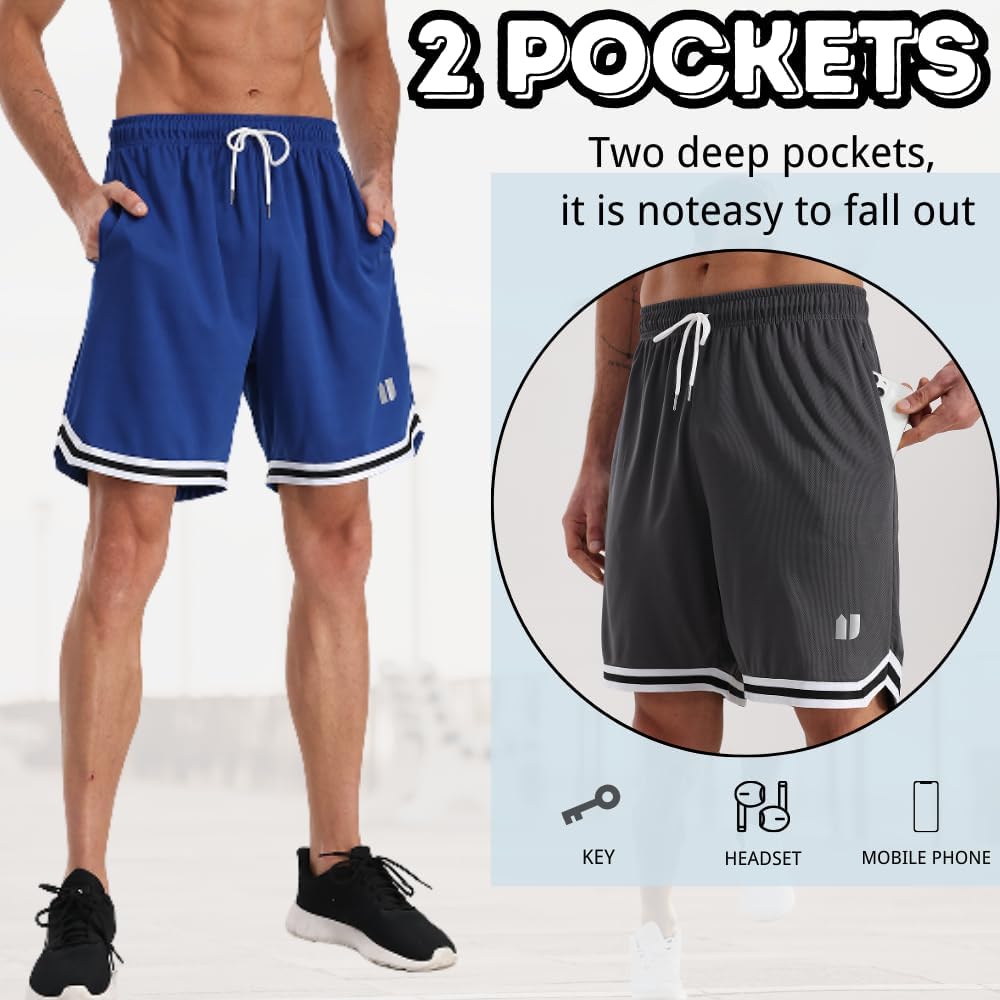 Thumbnail 3 de fovdtaa 5 Pack Mens Sports Shorts – Quick Dry Gym Shorts with Pockets and Elastic Waistband