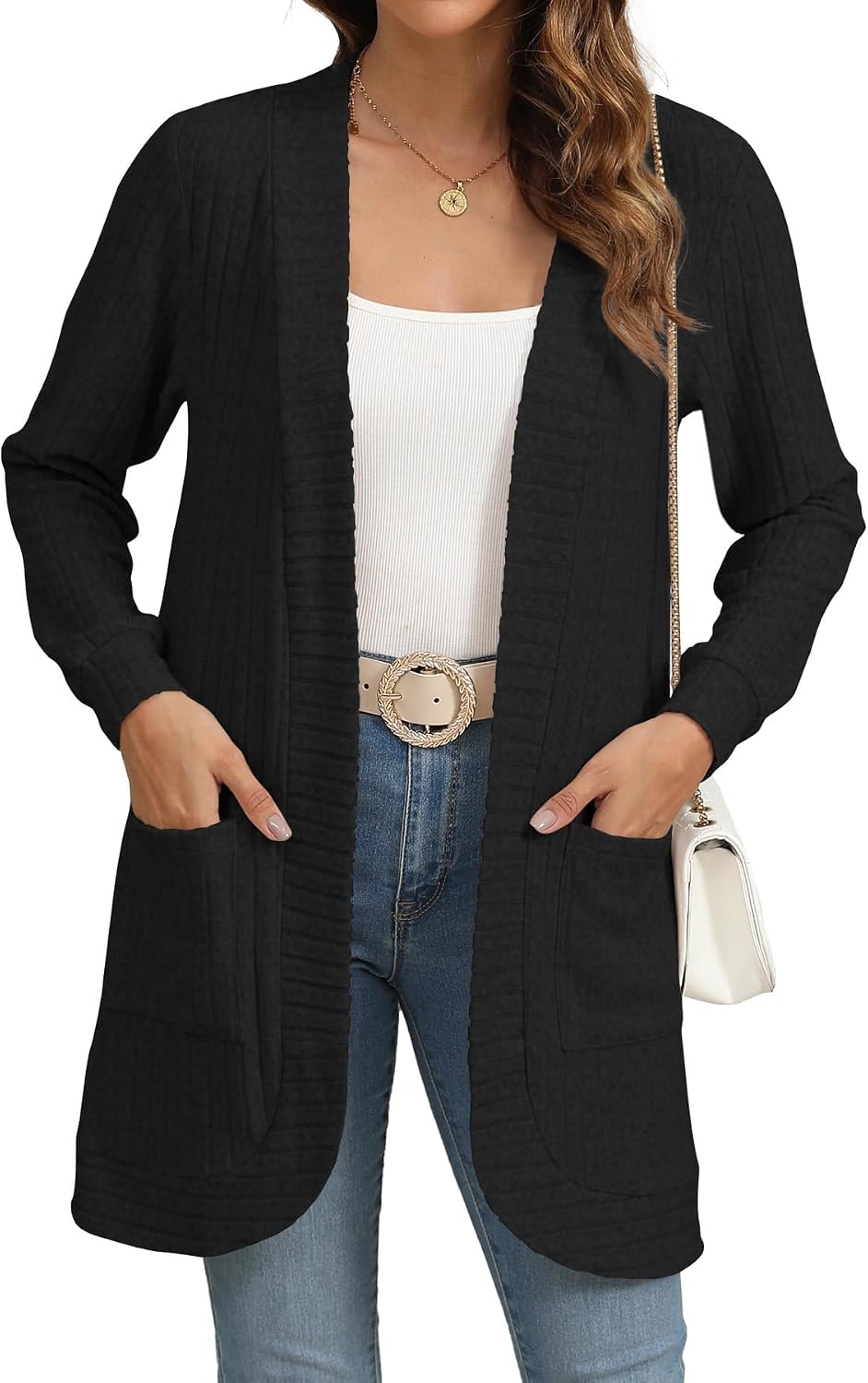 Detalle 2 de YSYOKOW Long Sleeve Open Front Cardigan 5 Sizes