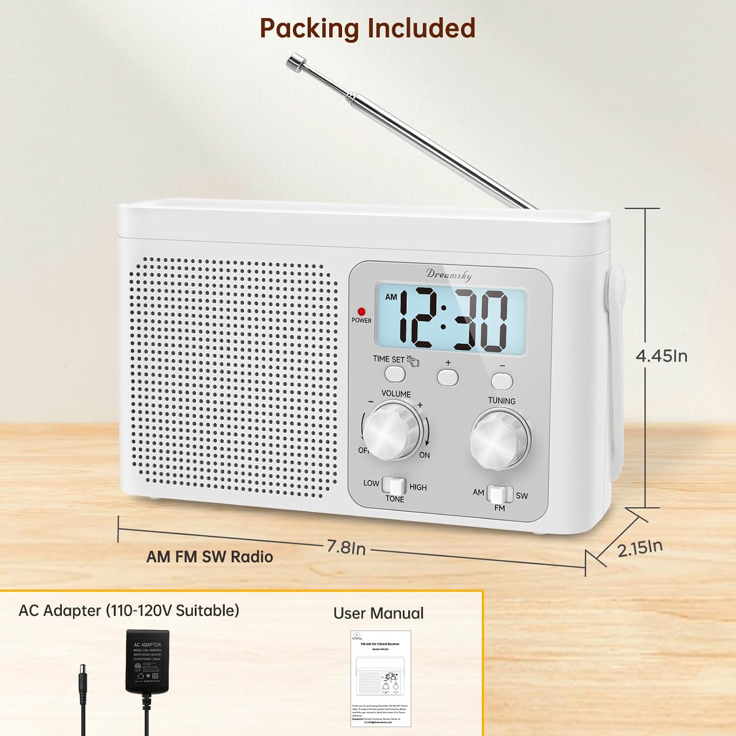Thumbnail 6 de DreamSky DS6226 Portable AM/FM/Shortwave Radio with Large Dial and LCD Clock
