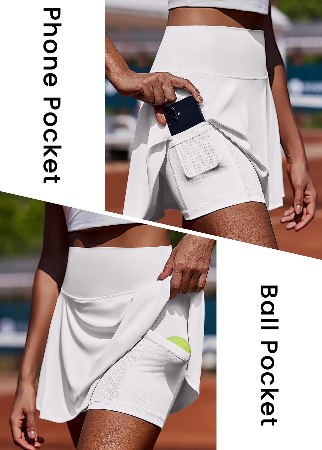 Detalle de PINSPARK Womens Tennis Skirt Pleated Athletic Skorts with Pockets – High Waisted, Breathable, Multi-Functional