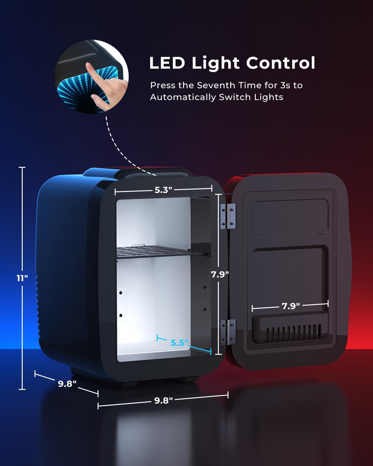Thumbnail 6 de BEICHEN Mini Kühlschrank 4L (6 Dosen) mit Kühl- und Heizfunktion, 7 RGB-Lichtmodi – leise Minikühlbox für Büro, Gaming & Auto