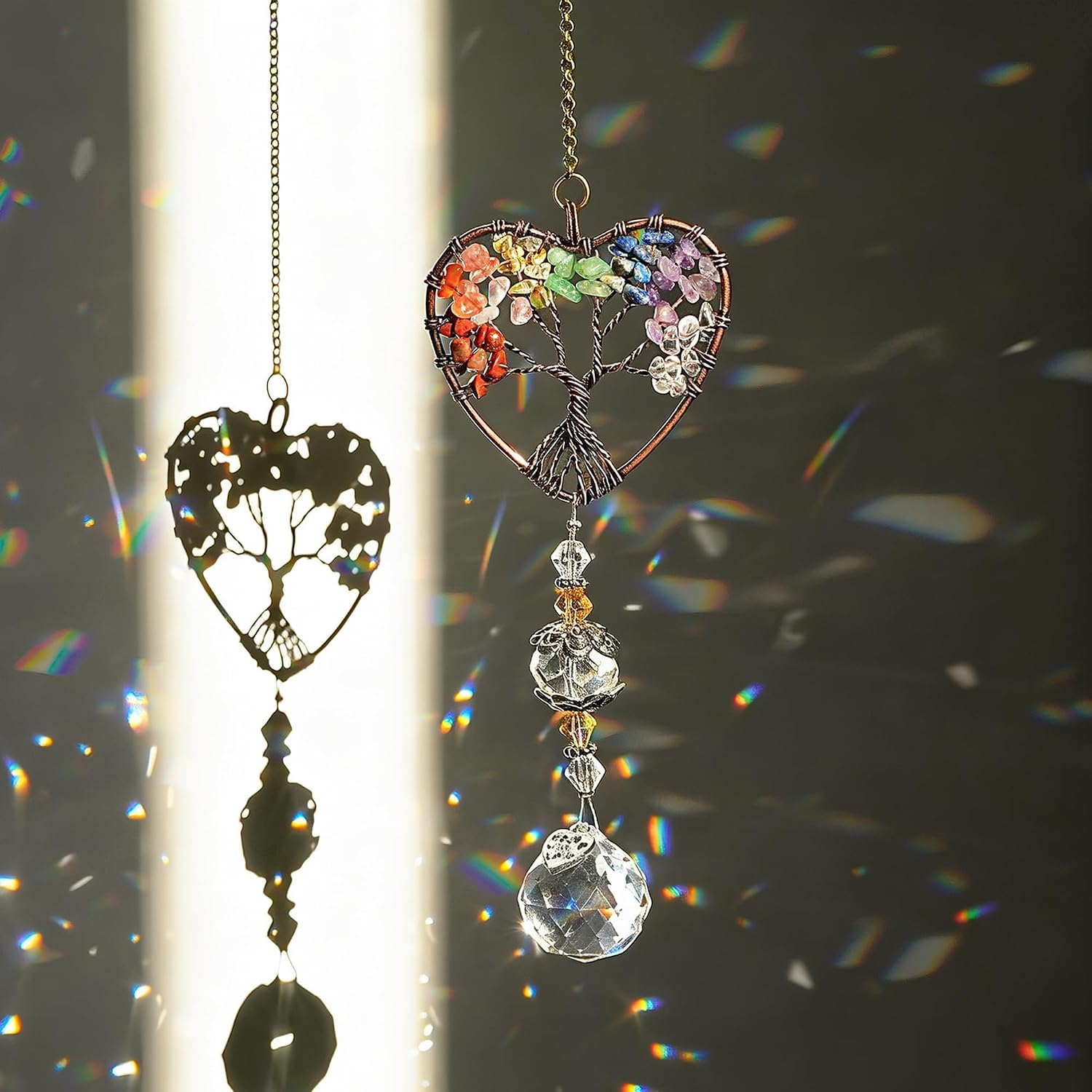 Detalle de H&D HYALINE & DORA Tree of Life Heart Crystal Suncatcher Pendant