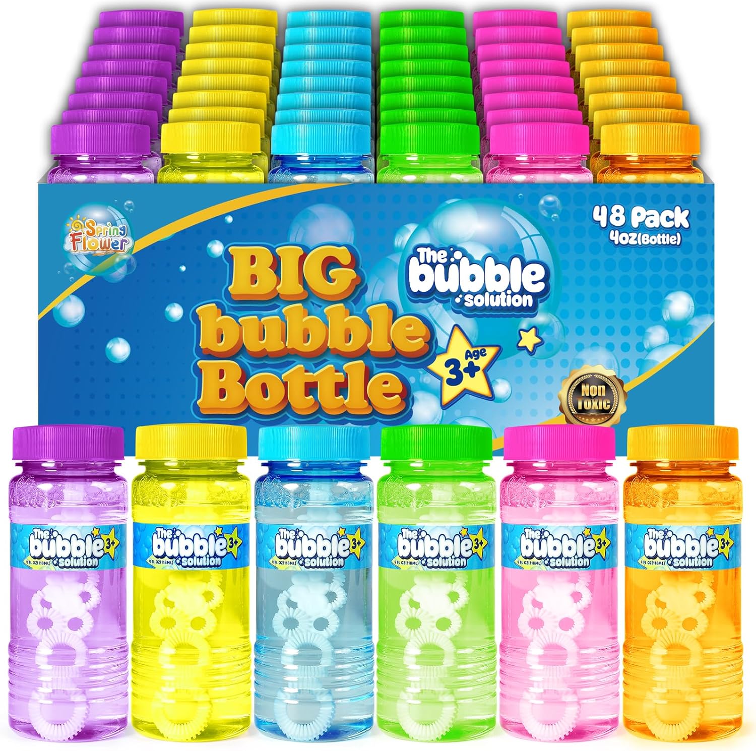 Thumbnail 6 de SpringFlower 6 Pcs Bubble Bottles with Wand – 4oz Colorful Bubble Set for Kids