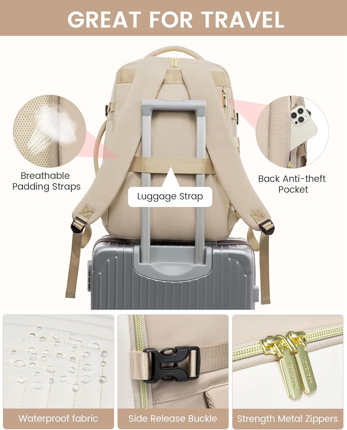 Thumbnail 6 de LOVEVOOK 40L Travel Backpack Cabin Size