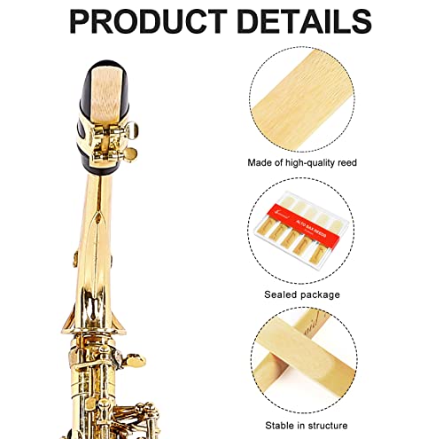 Detalle de Sovvid 10 Pack Professional Alto Saxophone Reeds — Strength 2.5 with Laser Engraving and Thinner Tip