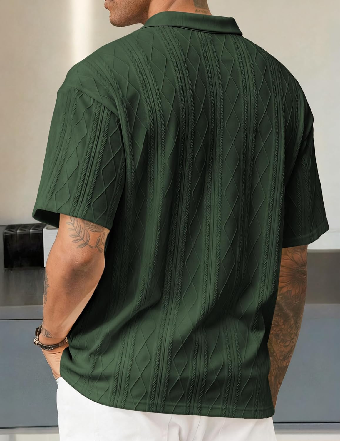 Thumbnail 1 de JMIERR Men’s Polo Shirt with Textured Knit and Button Closure