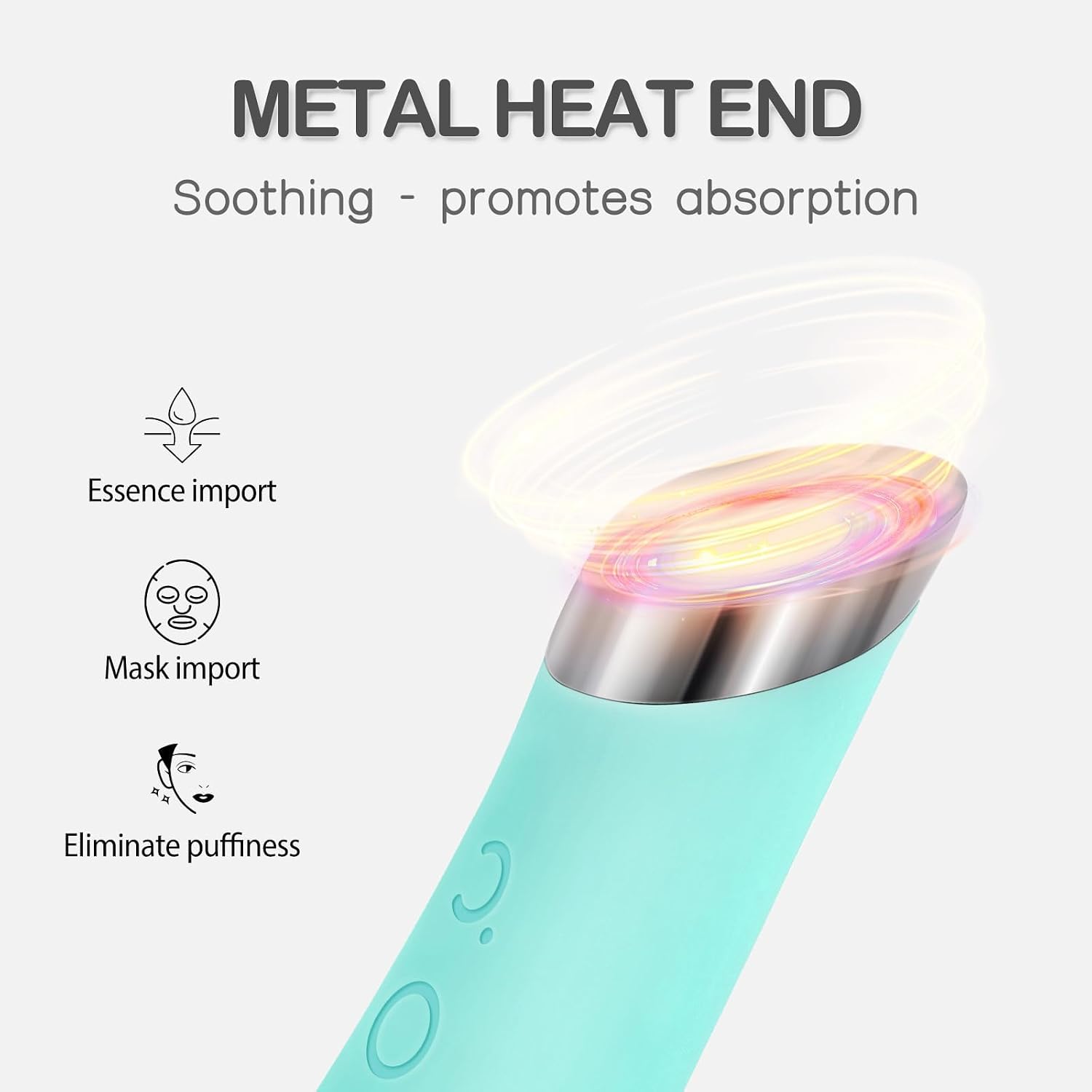 Detalle de Silicone Face Scrubber: Rechargeable Cleansing Brush with Heat Massage End (Green)