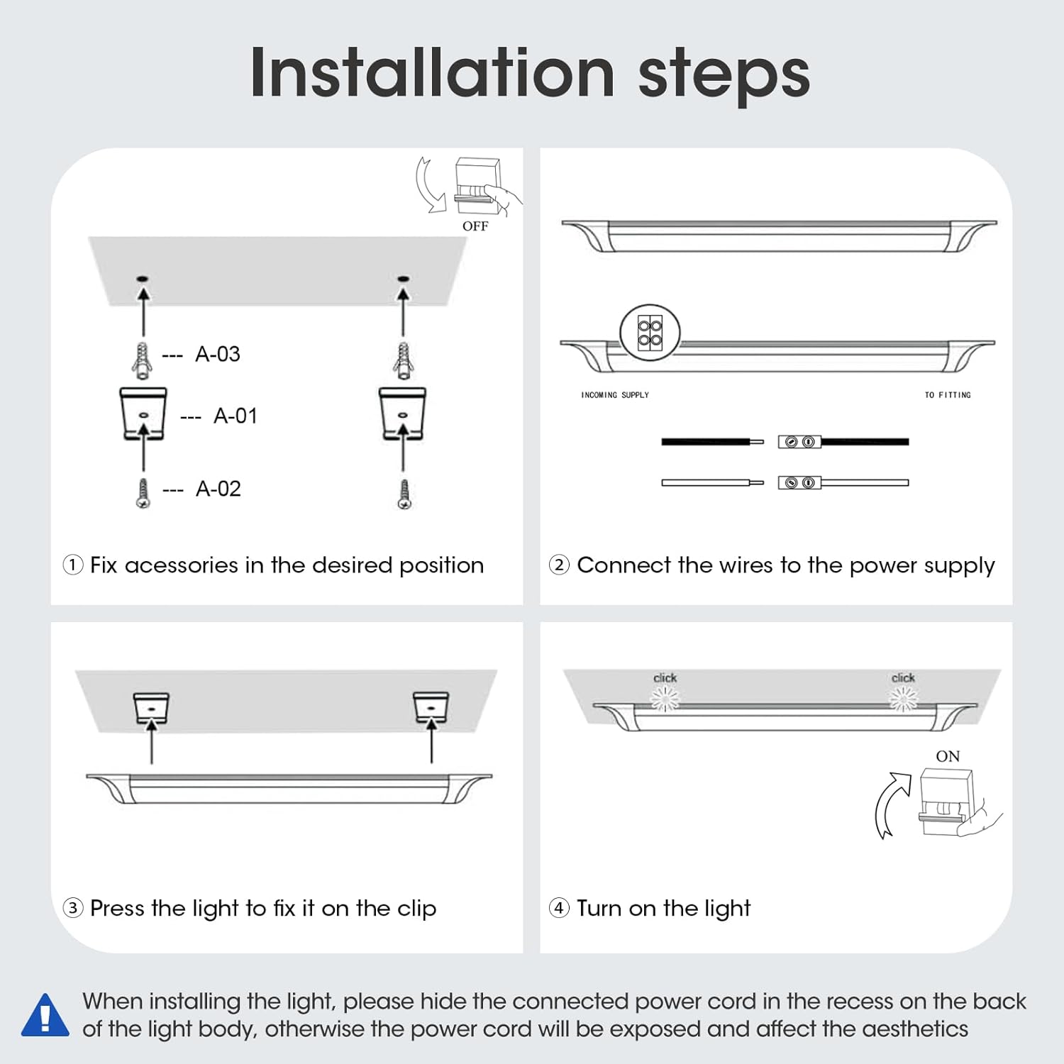Detalle de HUMIGA 2 Pack 4FT LED Batten Light (40W, 3600LM) – 4000K Neutral White Slim Tube for Indoor Ceilings
