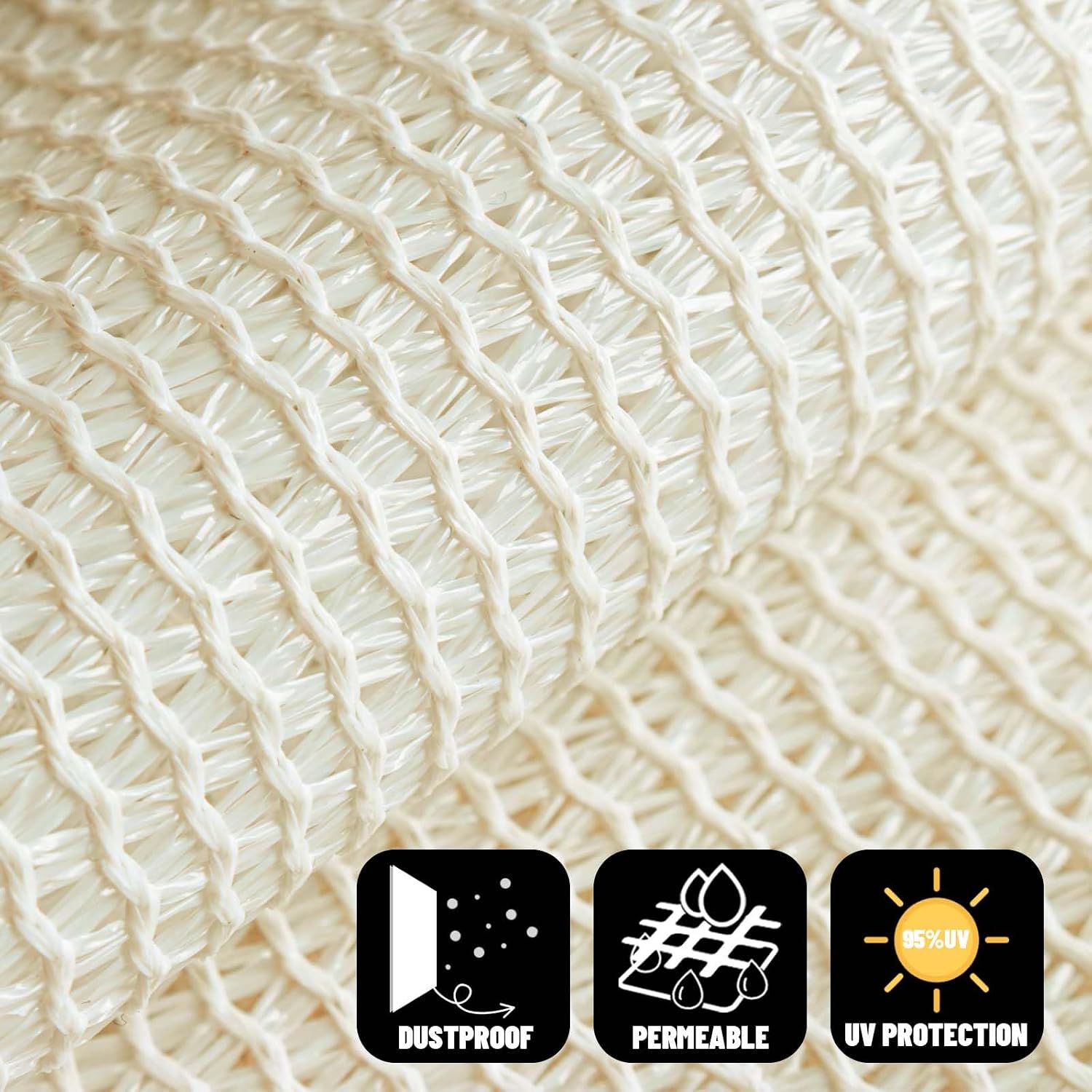 Detalle 2 de Sunny Guard Privacy Mesh for Fence 6' x 50' in Cream