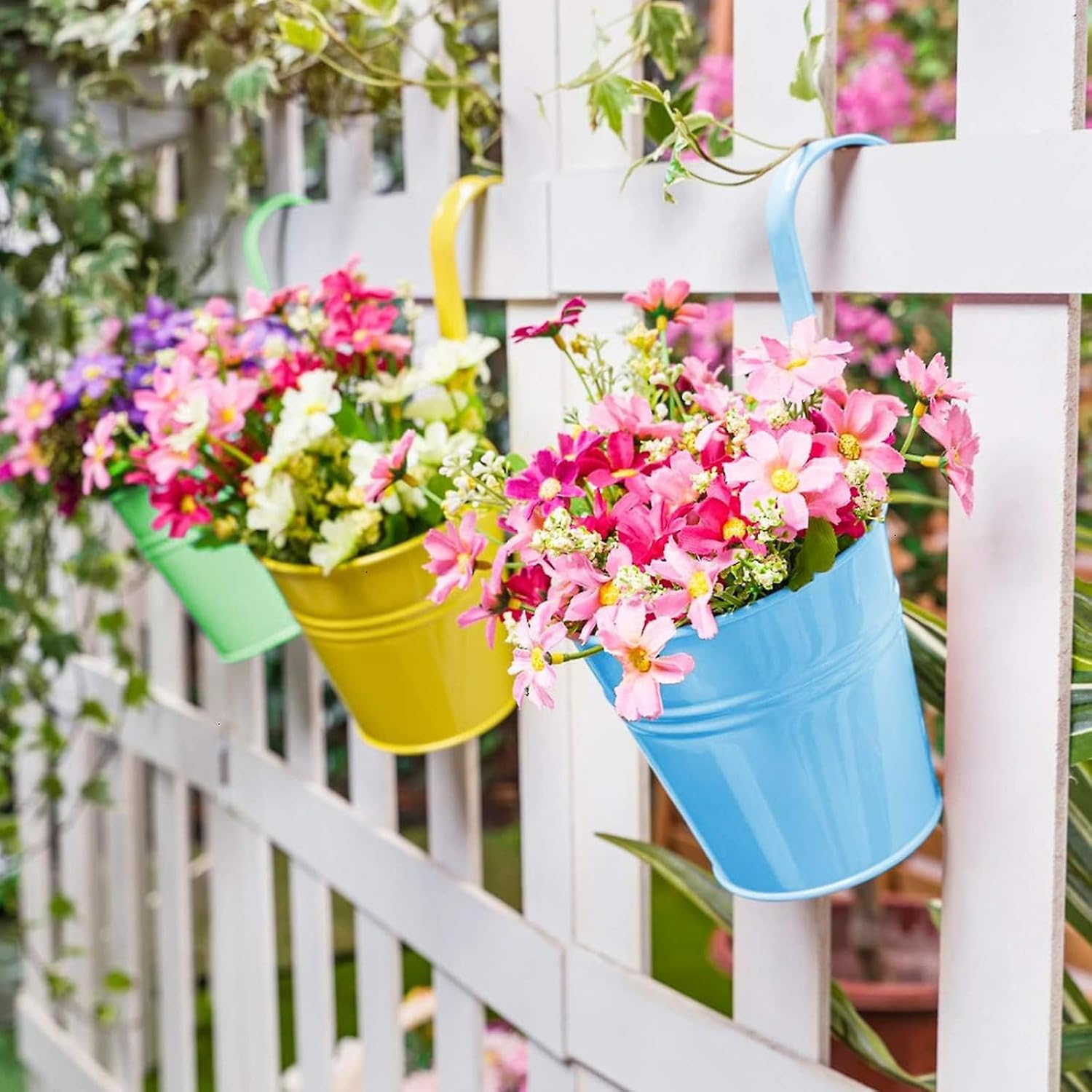 Thumbnail 4 de KINGLAKE 16cm Metal Hanging Plant Pots with Detachable Hook – 10 Pack