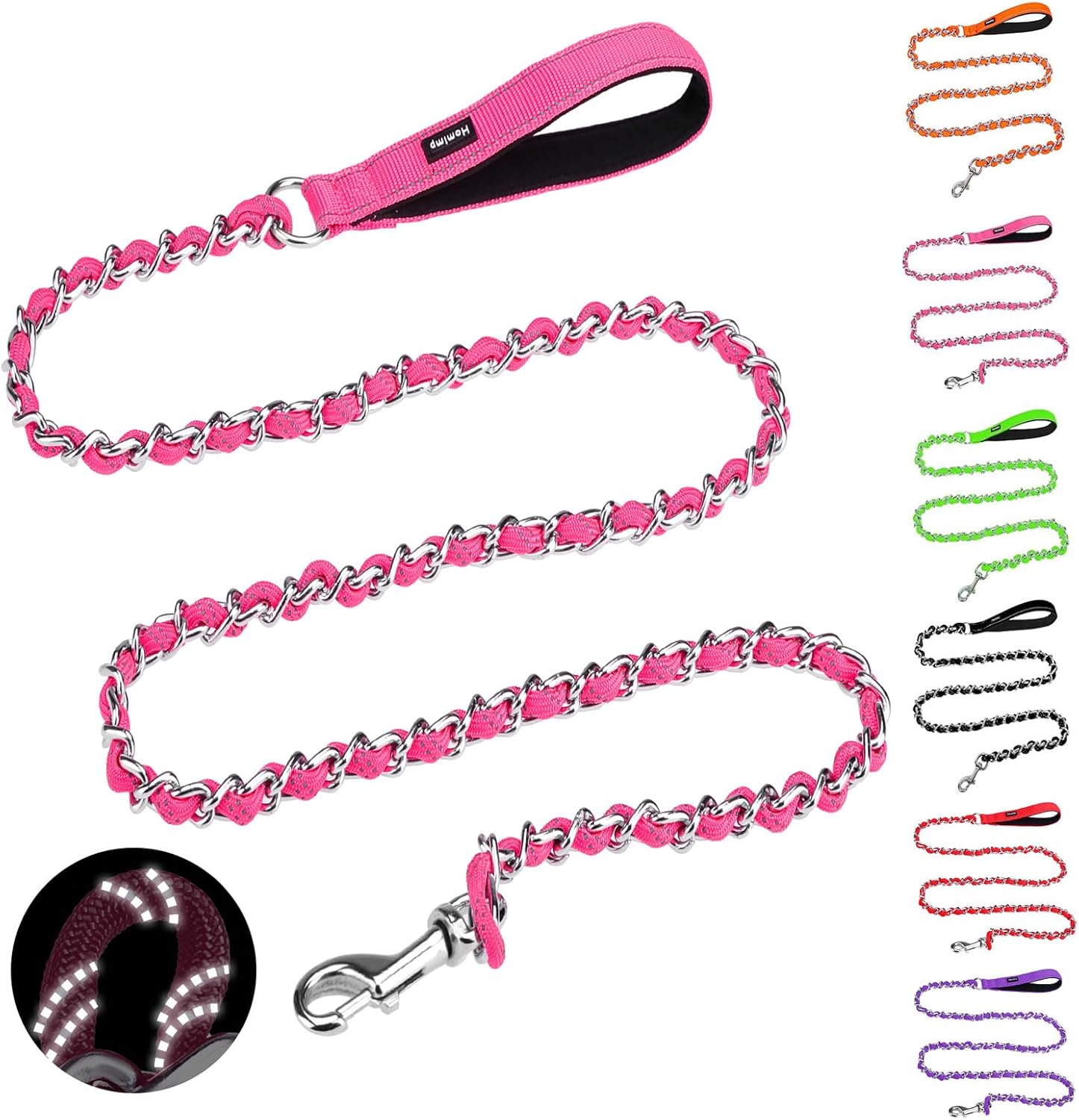 Thumbnail 6 de Homimp Chain Dog Leash for Medium to Large Dogs, Reflective 6 ft – Chew-Resistant, Heavy-Duty with Soft Padded Handle