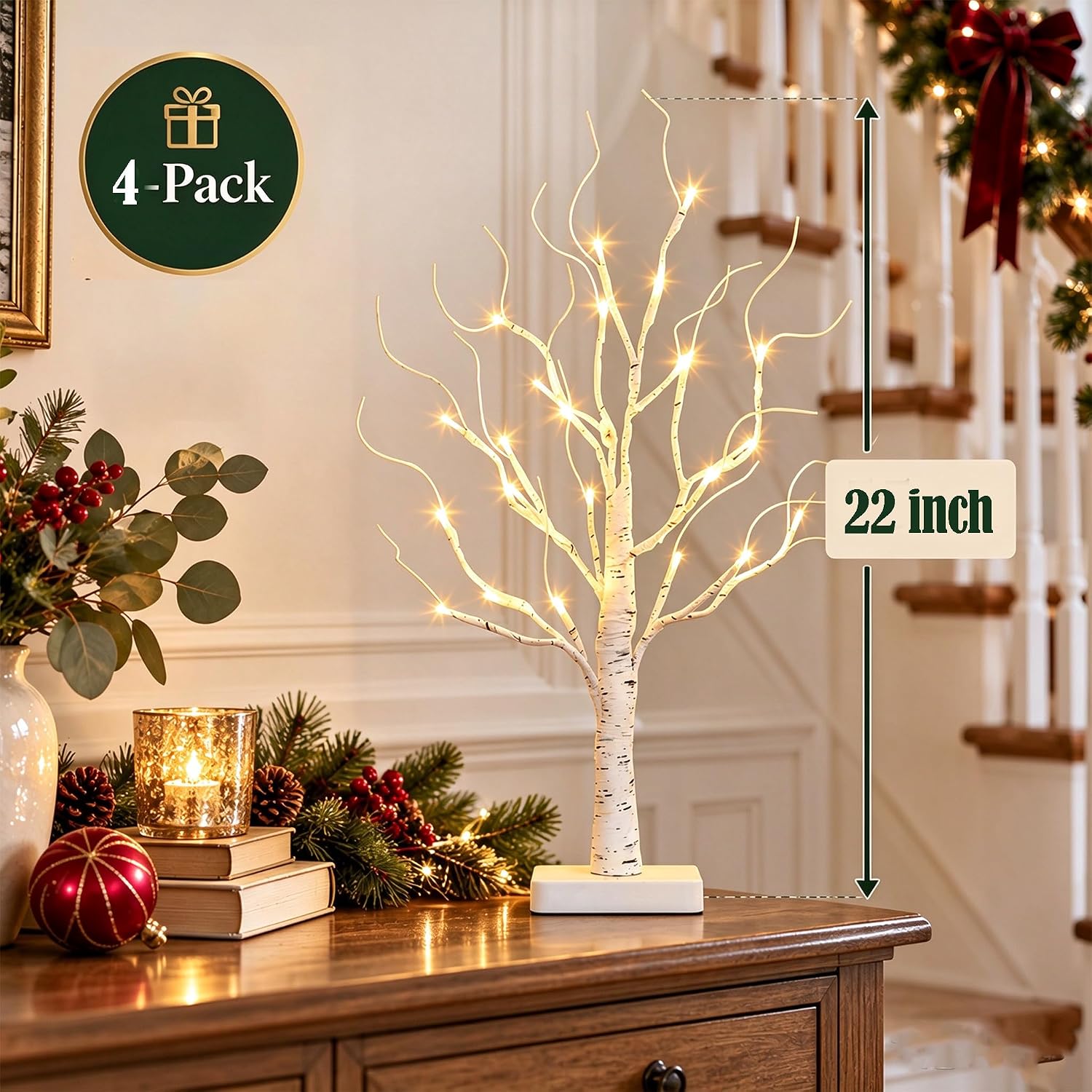 Detalle 1 de PEIDUO Lighted Birch Trees, 4-pack