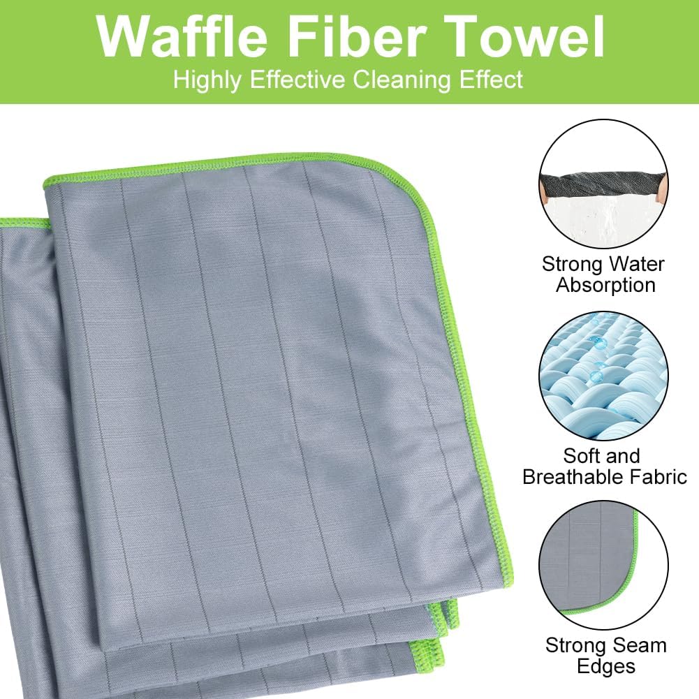 Thumbnail 2 de Adiwo Chiffon Magique Microfibre Carbone — 3X Serviettes Sans Trace (40 x 50 cm) + Pack de 6 lingettes 30x30 cm, Vert Fluo