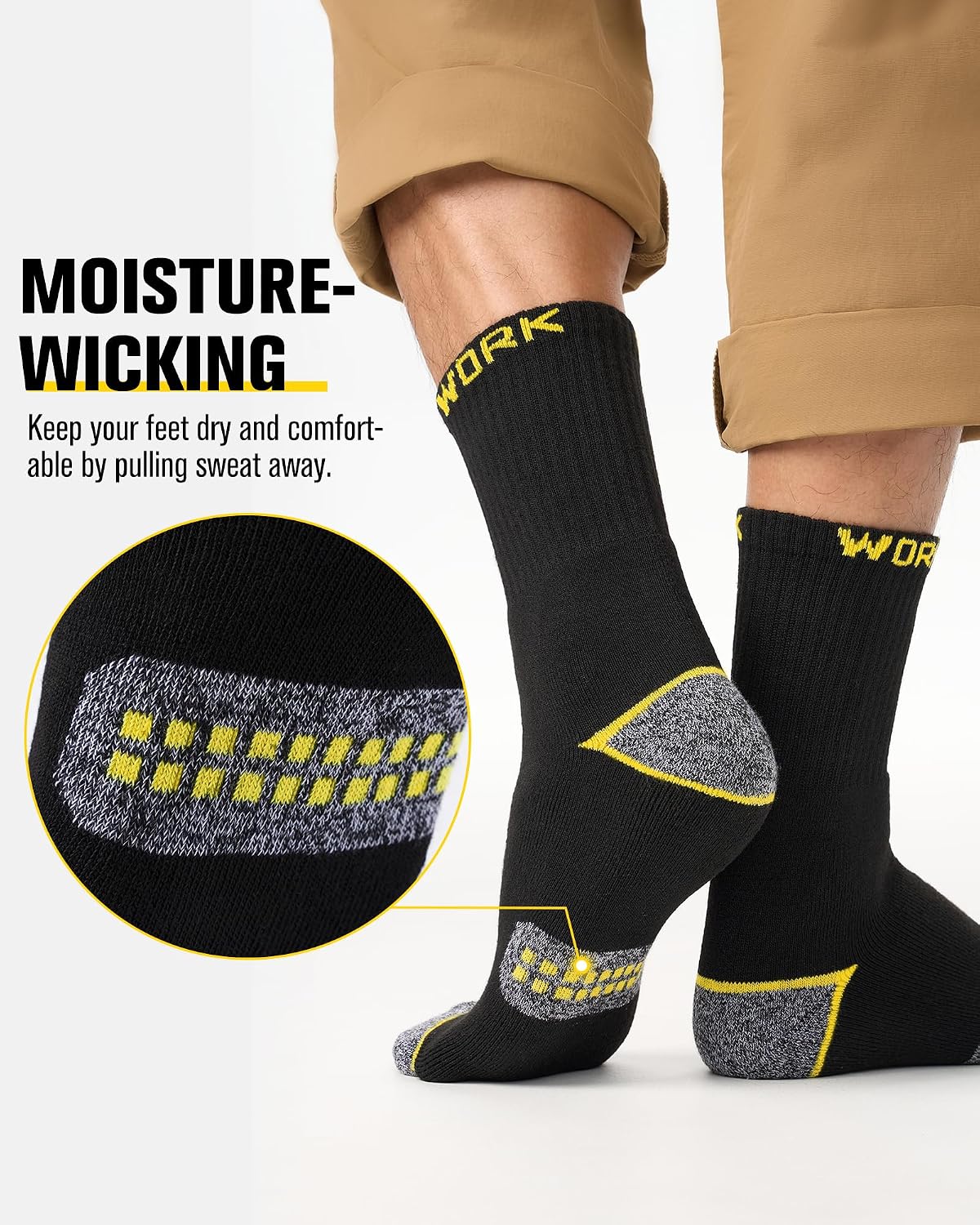 Detalle 2 de pandaplay Men's Work Socks, 10 Pairs