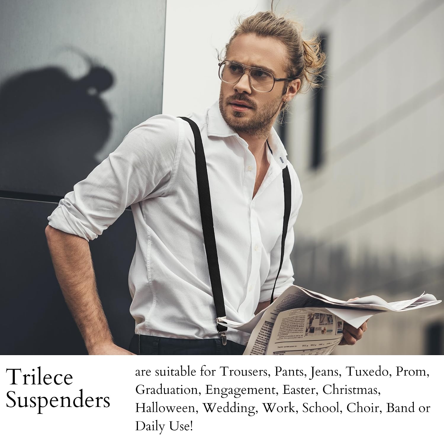Thumbnail 4 de trilece Men’s Suspenders, Adjustable 1-Inch Elastic with 3 Clips