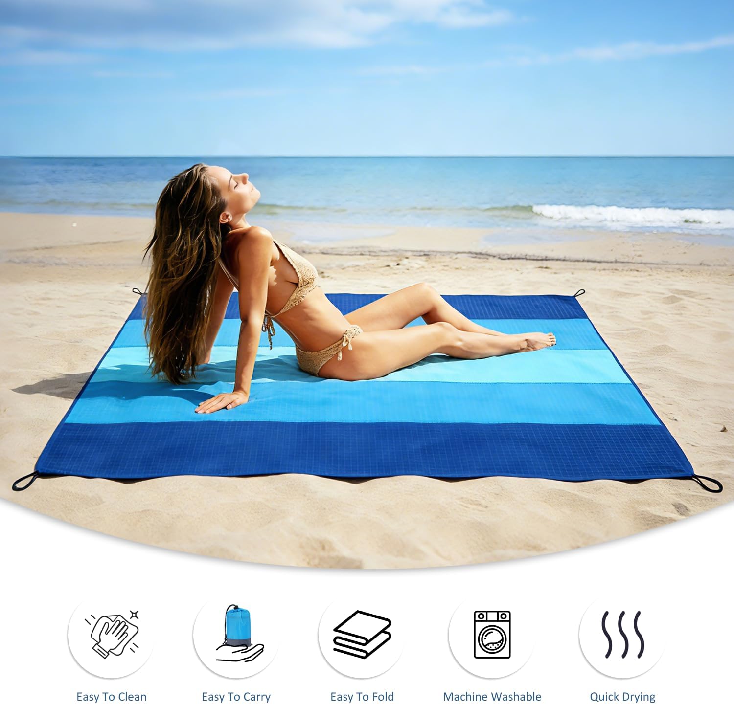 Thumbnail 1 de PLACHIDAY Beach Blanket - Extra Large 210x200cm Sandproof & Waterproof Mat