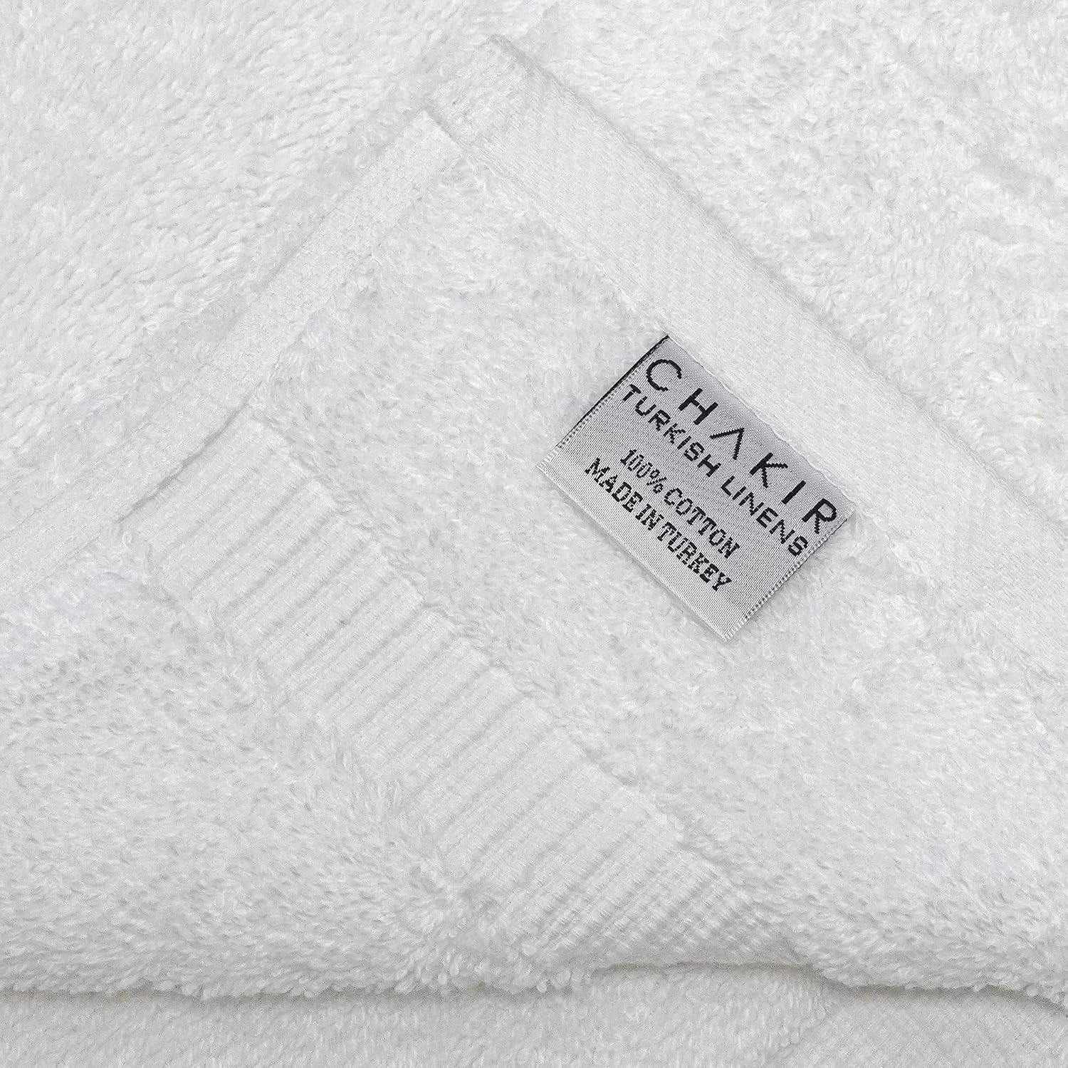 Detalle de Chakir Turkish Linens 4 Piece Large Bath Towel Set (27 x 54 in) in White