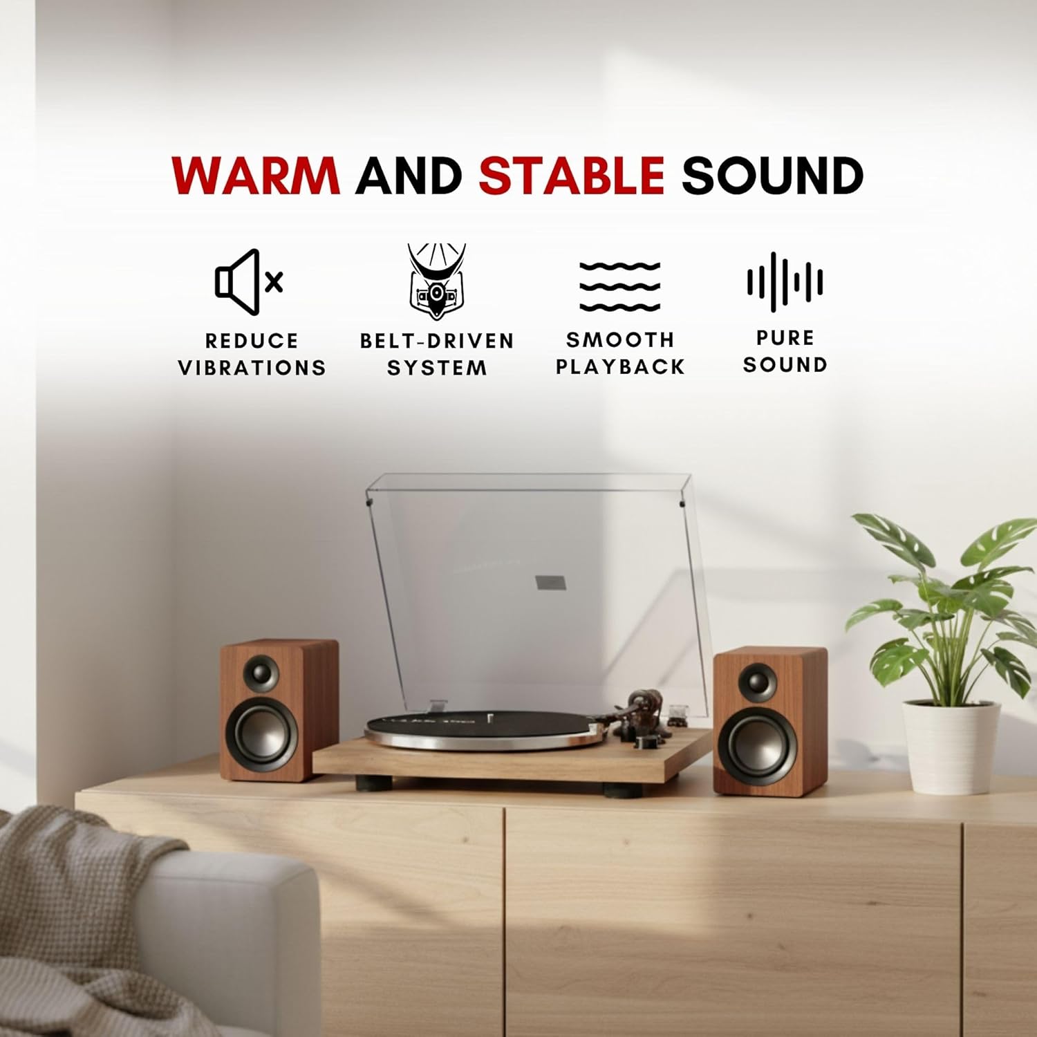 Thumbnail 5 de VULKKANO TD10 : platine vinyle avec bras de précision, préampli phono/ligne intégré et design en bois