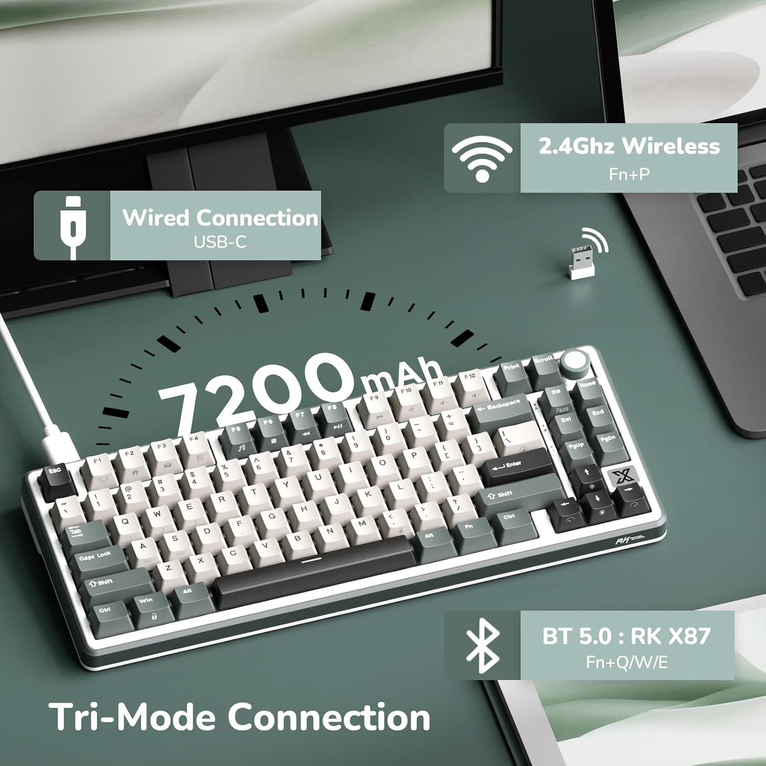 Thumbnail 4 de RK ROYAL KLUDGE X87 Gasket Mechanical Keyboard — 75% Wireless, X-Plate Touch, and Volume Knob
