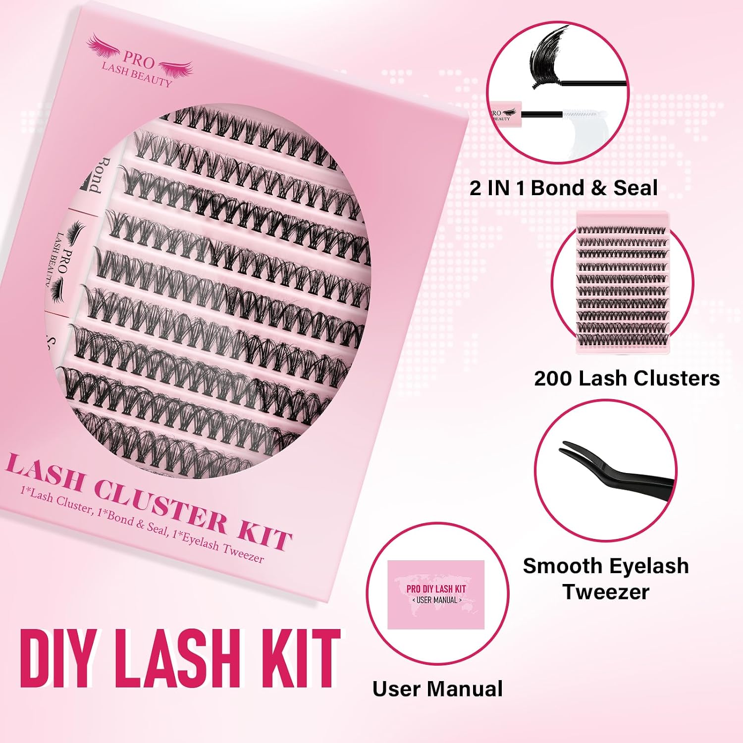 Thumbnail 1 de PRO DIY Wimpernverlängerung Kit 200 Stk 40D
