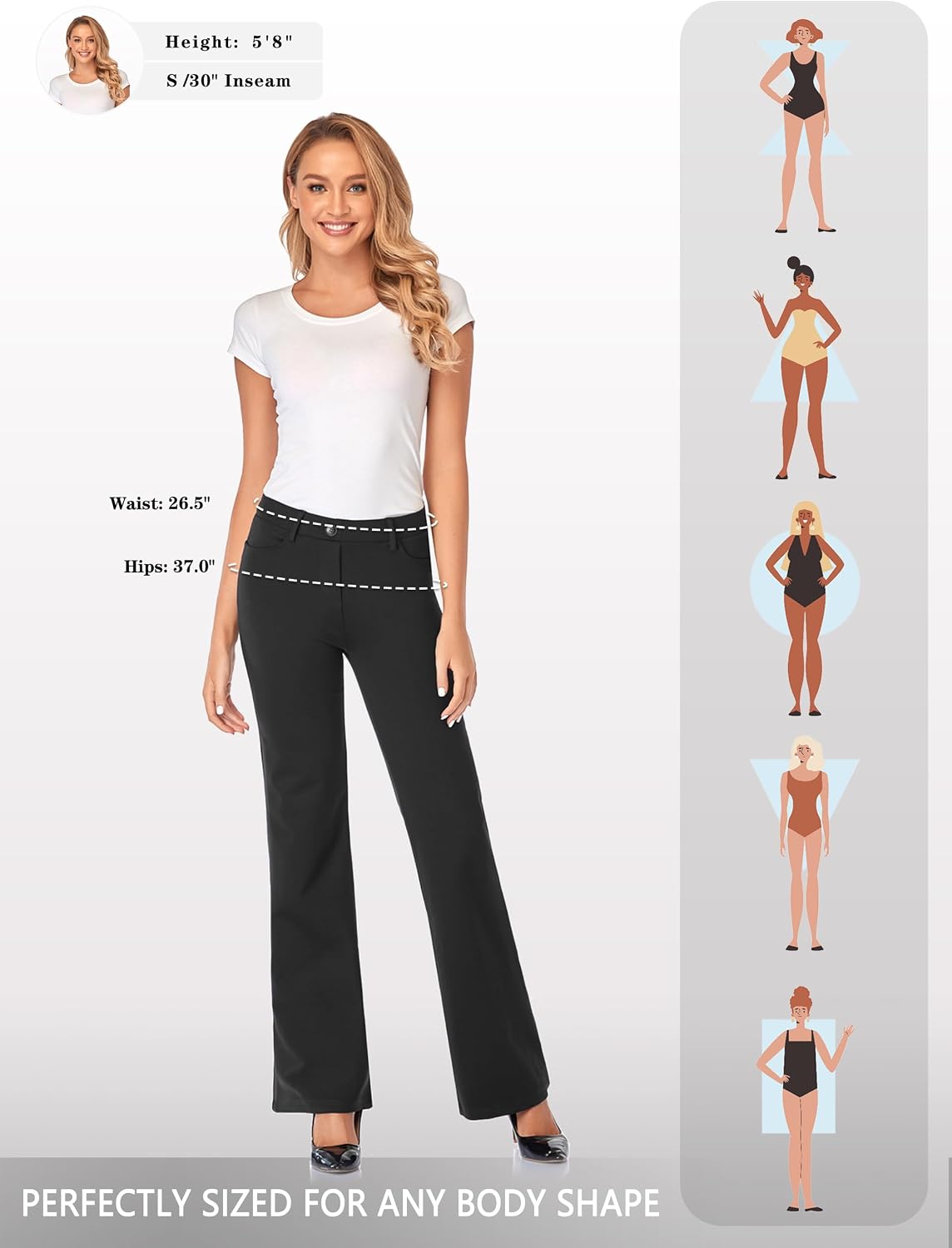 Thumbnail 5 de Tapata Women's Stretchy Bootcut Dress Pants 32"