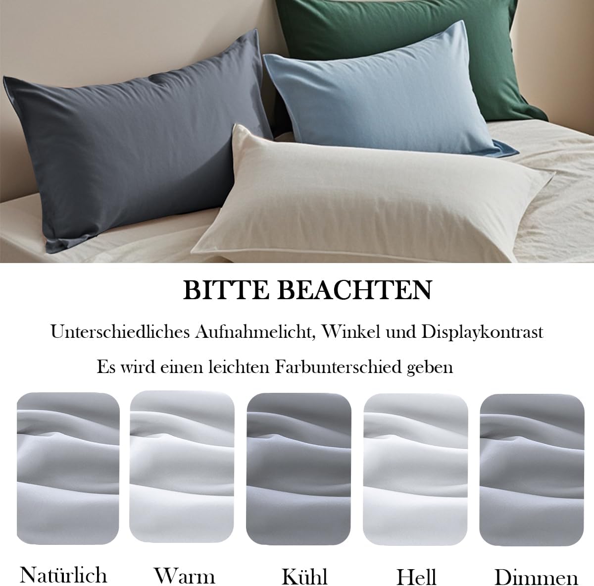 Thumbnail 6 de Nesture Seitenschläferkissen Bezug 40 x 145 cm (2er-Set) – Kissenbezug aus 100% Mikrofaser in Grau, mit Reißverschluss