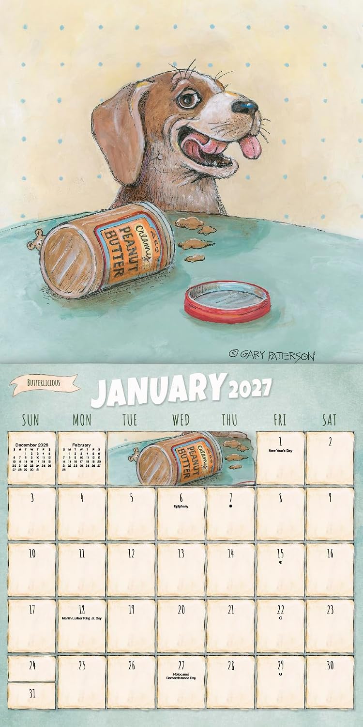Detalle 2 de Gary Patterson 2027 Dogs Wall Calendar, 16-Month Layout, 12" x 12