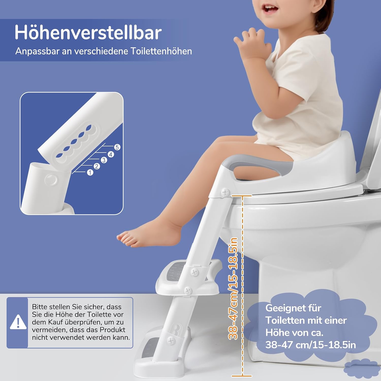 Thumbnail 6 de DEANIC Toilettensitz Kinder mit Treppe 38–47 cm grau
