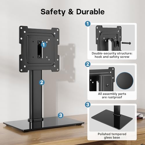 Thumbnail 3 de BONTEC Soporte TV Pie para Pantallas de 23-42 Pulgadas LCD/LED/OLED Plasma y Curva, Soporte Pie TV Mesa Universal con Rotación y Altura Ajustable, hasta 45kg, Máx. VESA 200x200mm