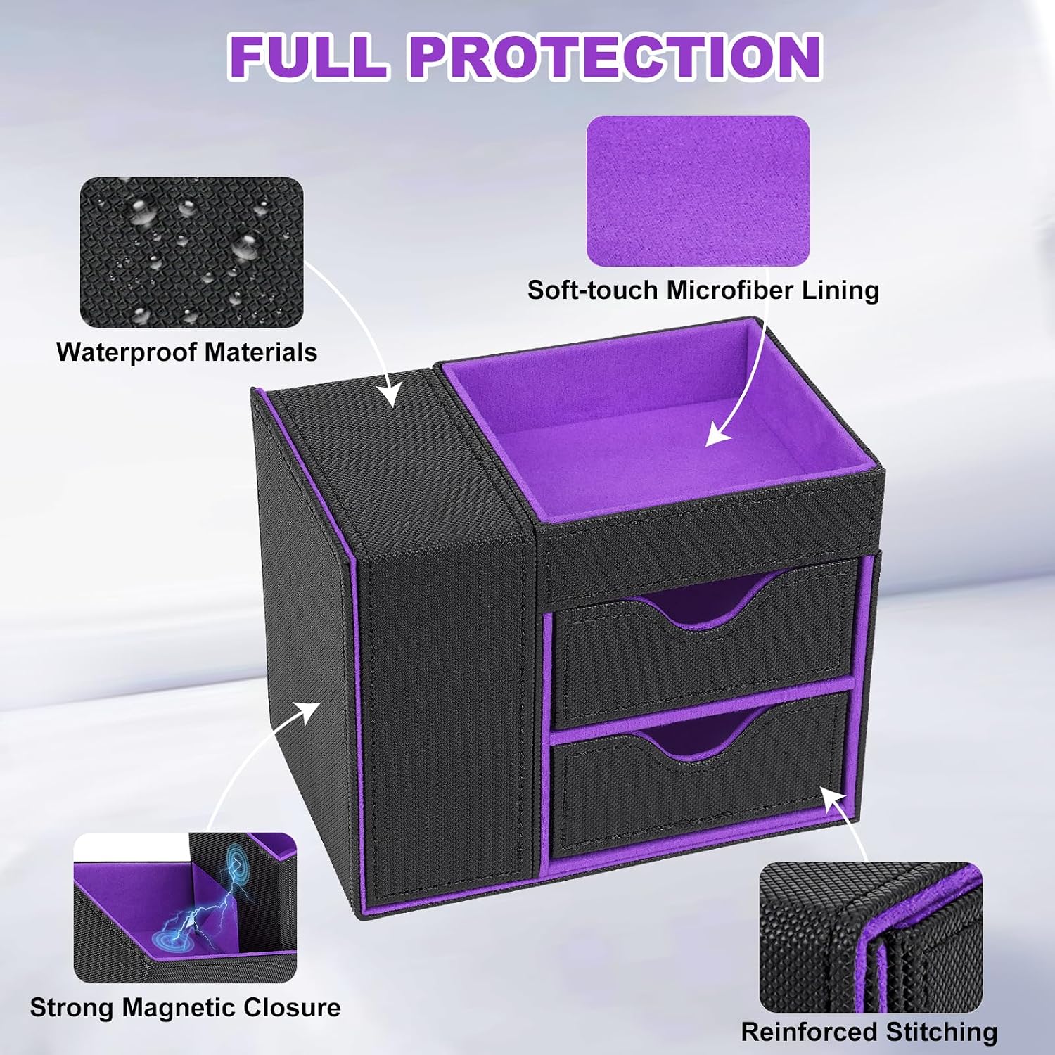Detalle 1 de Jaffzora Dice Tower and Storage Box, PU Leather