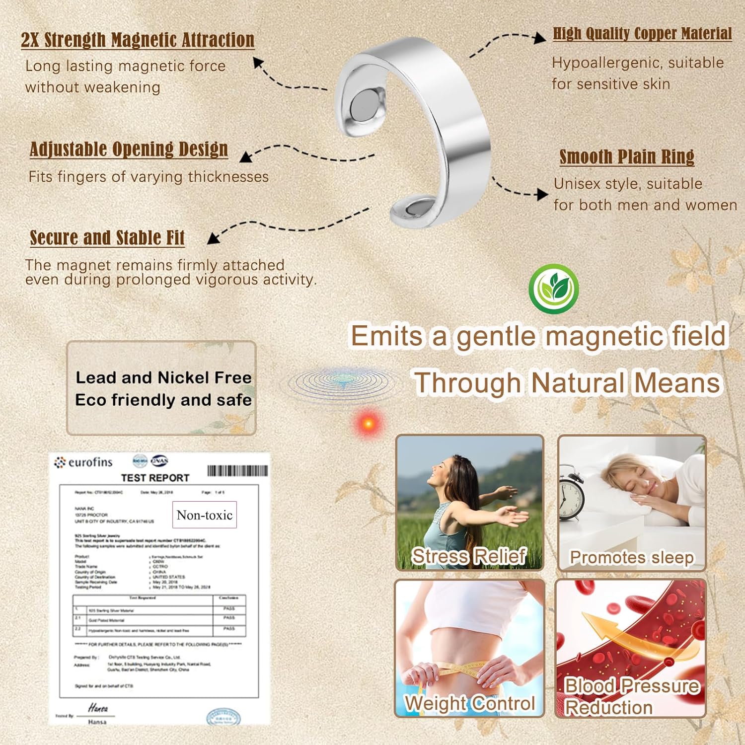 Thumbnail 1 de Zecimi Magnetring Silber 2026 – Verstellbarer Anti-Stress Ring mit 2 Magneten