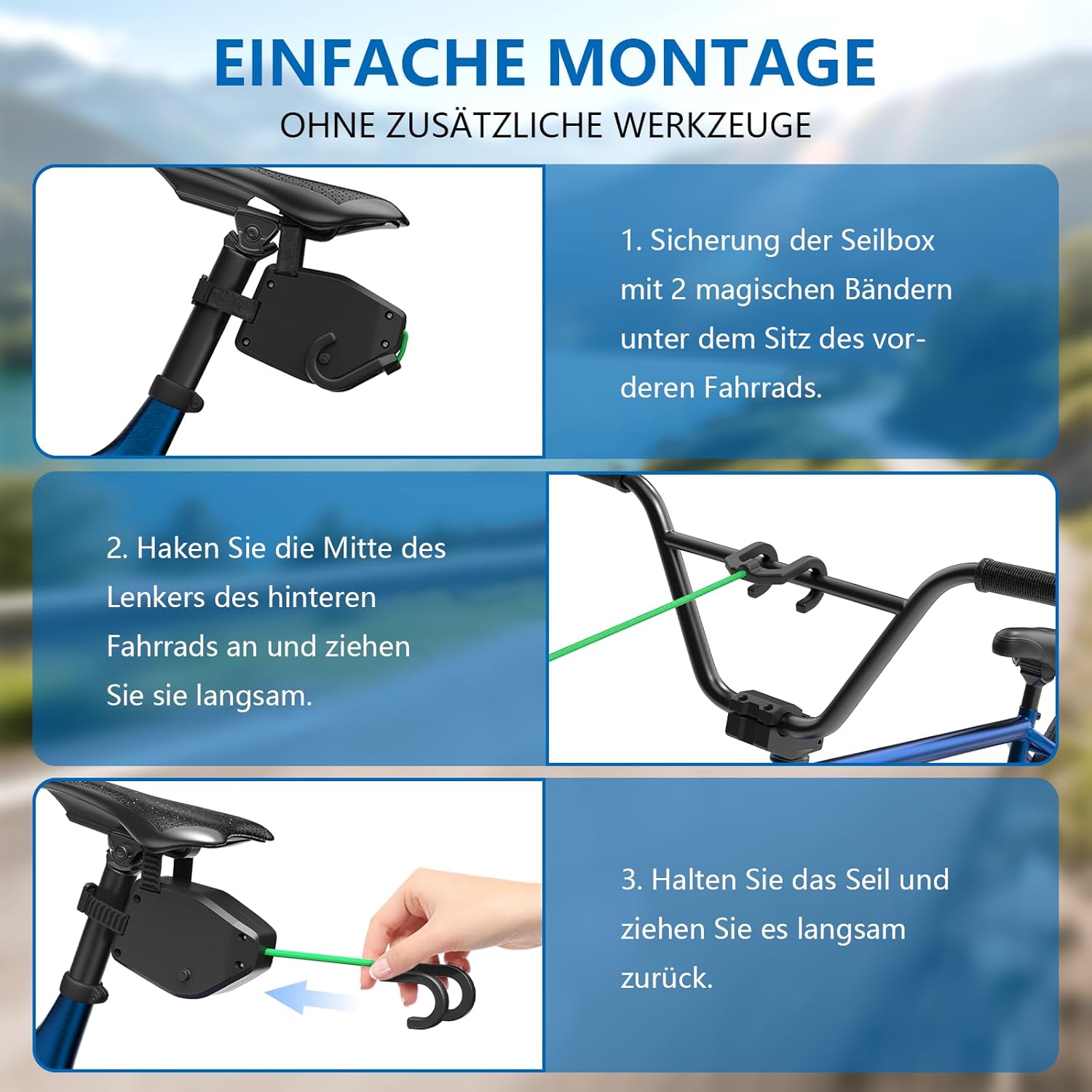 Thumbnail 1 de FIVAVA Fahrrad Abschleppseil für Kinder, 2,5 m einziehbar – Zugseil für Eltern-Kind-Radtouren