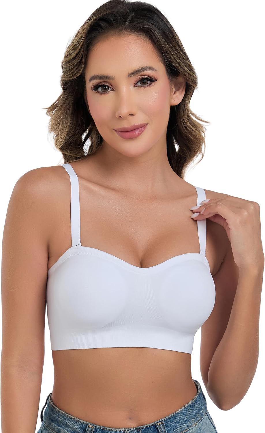 Thumbnail 3 de ANGOOL Strapless Bandeau Bra Non-Slip Padded 🎀