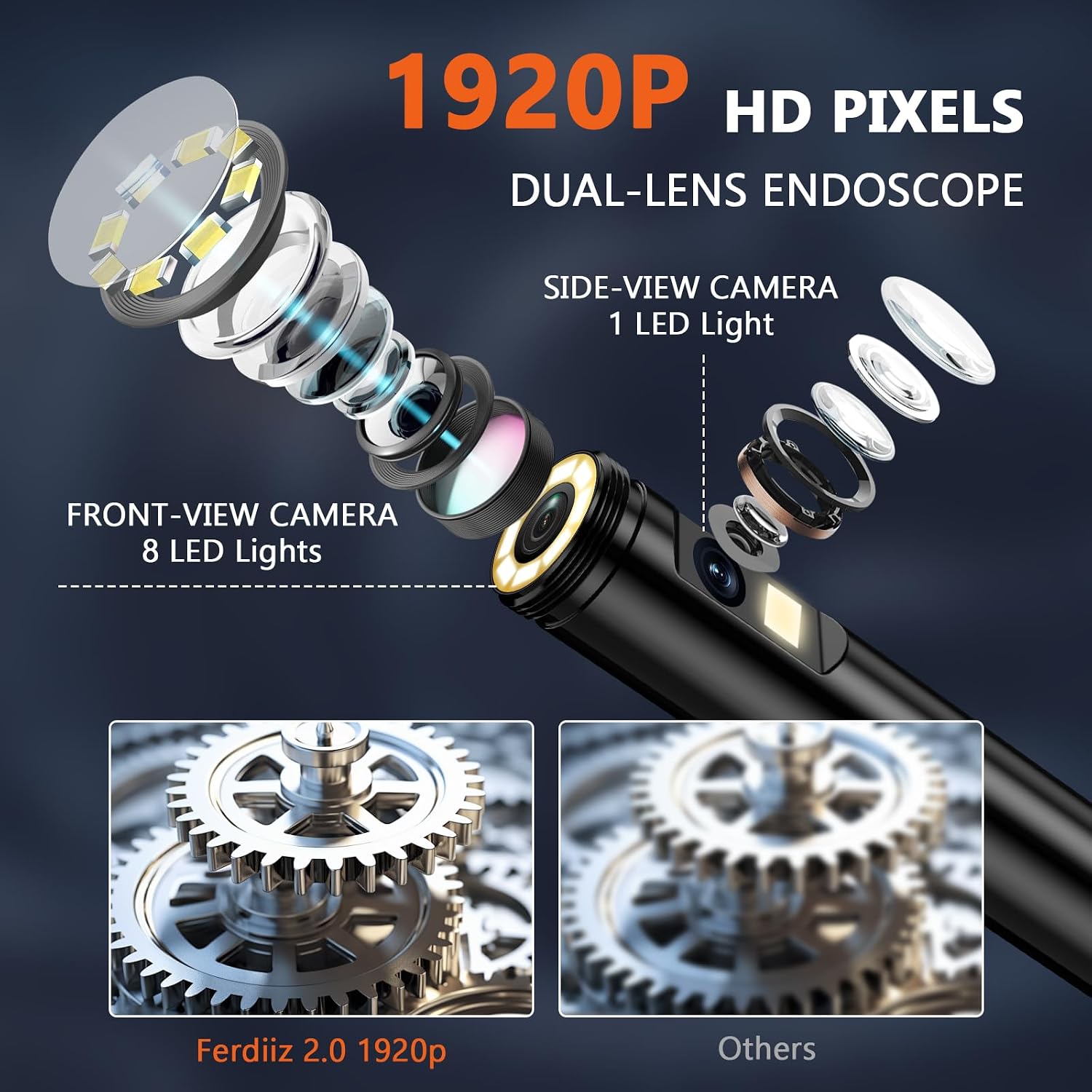 Thumbnail 2 de Ferdiiz Dual Lens 1920P HD Endoscope Inspection Camera – 7-Inch Screen, 5M Cable