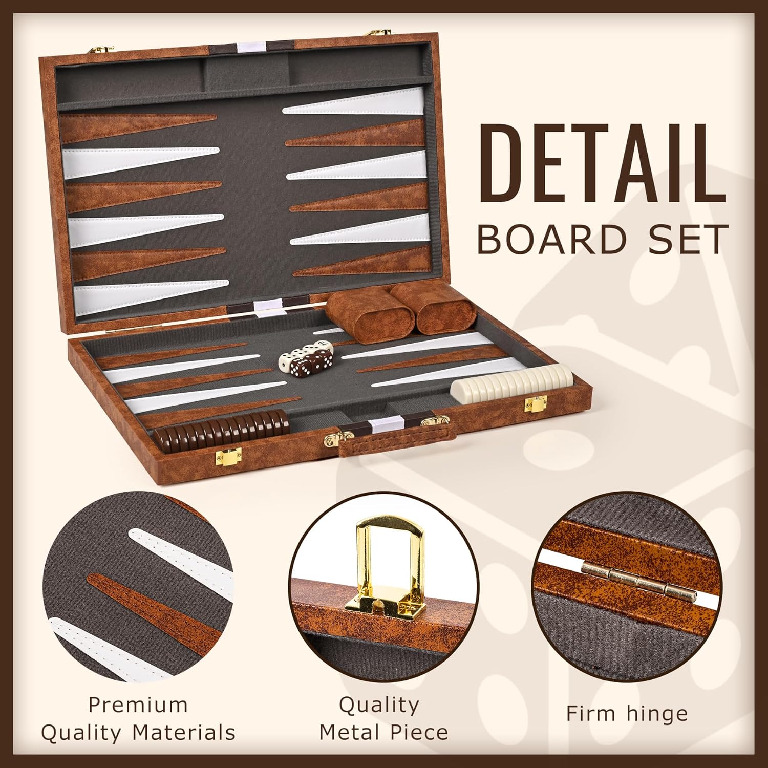 Thumbnail 4 de ropoda Backgammon Board Game Set (18 Inches) with Premium Leather Case