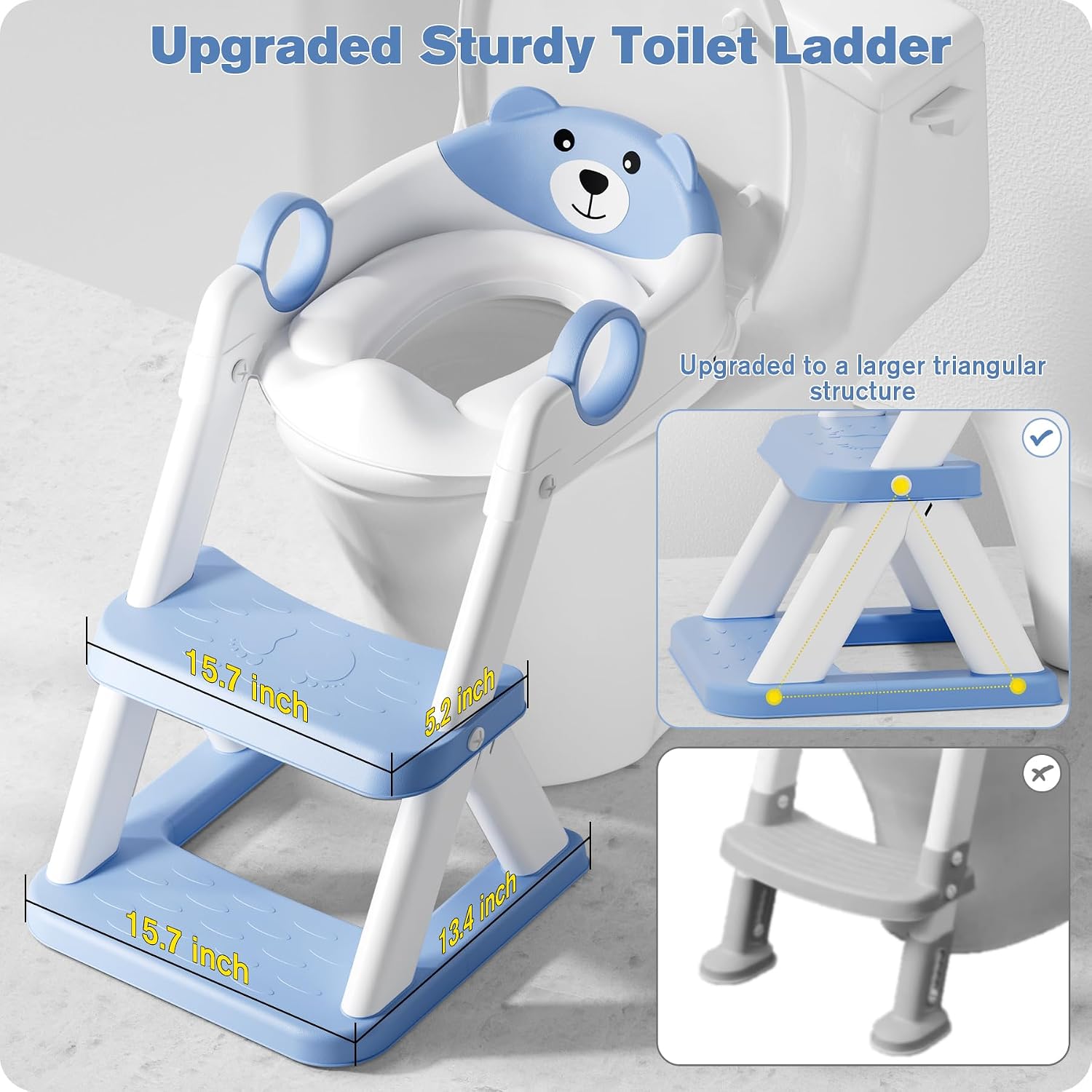 Thumbnail 2 de Rabb 1st Kindertoilettenleiter 2-in-1 mit Treppe: höhenverstellbarer Toilettensitz für Jungen & Mädchen